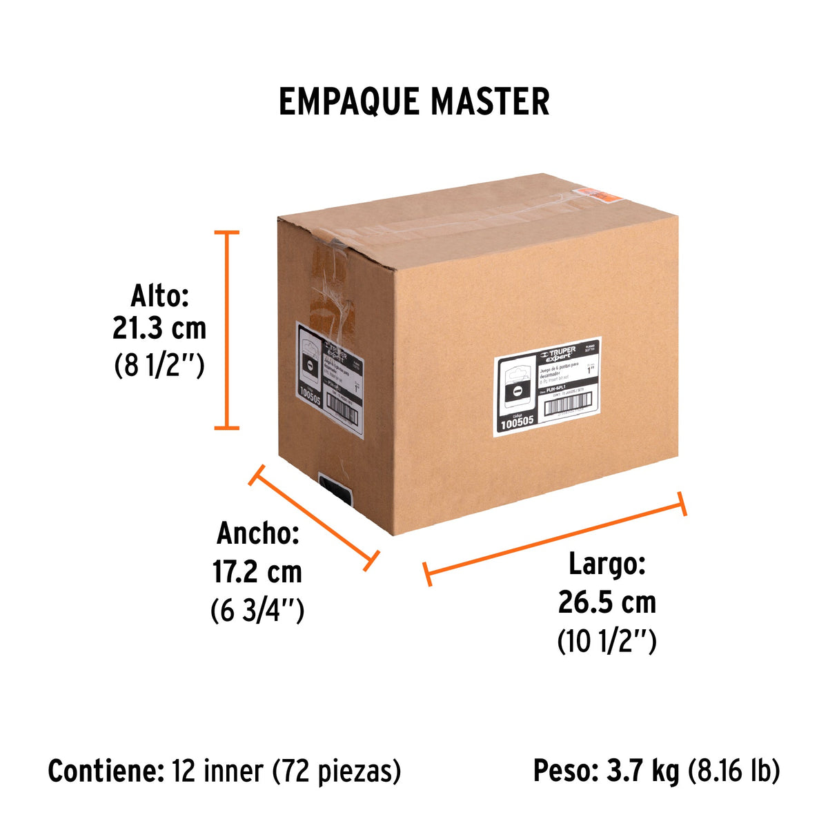 Estuche con 6 puntas planas combinadas largo 1", EXPERT - Empaque