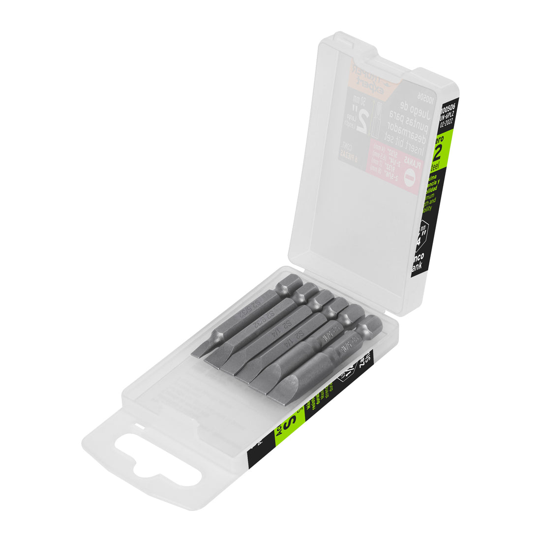 Estuche con 6 puntas planas combinadas largo 2", EXPERT