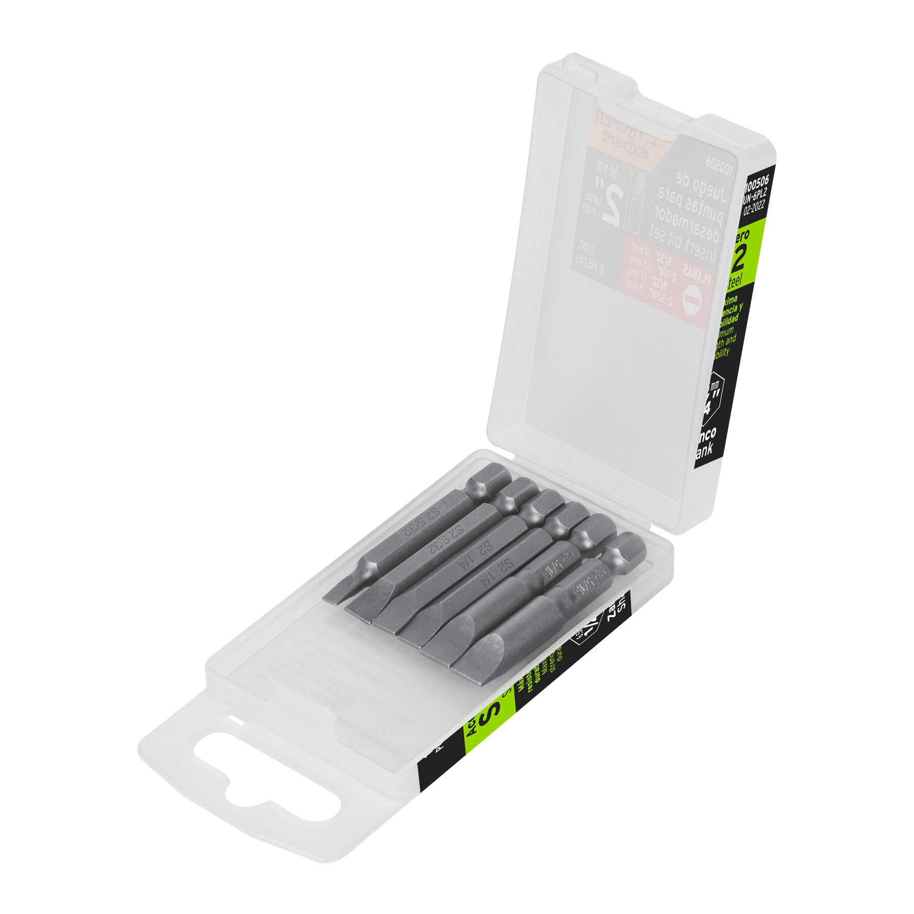 Estuche con 6 puntas planas combinadas largo 2", EXPERT