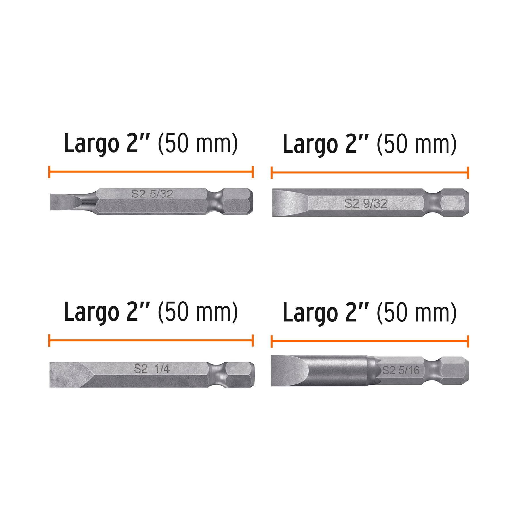 Estuche con 6 puntas planas combinadas largo 2", EXPERT
