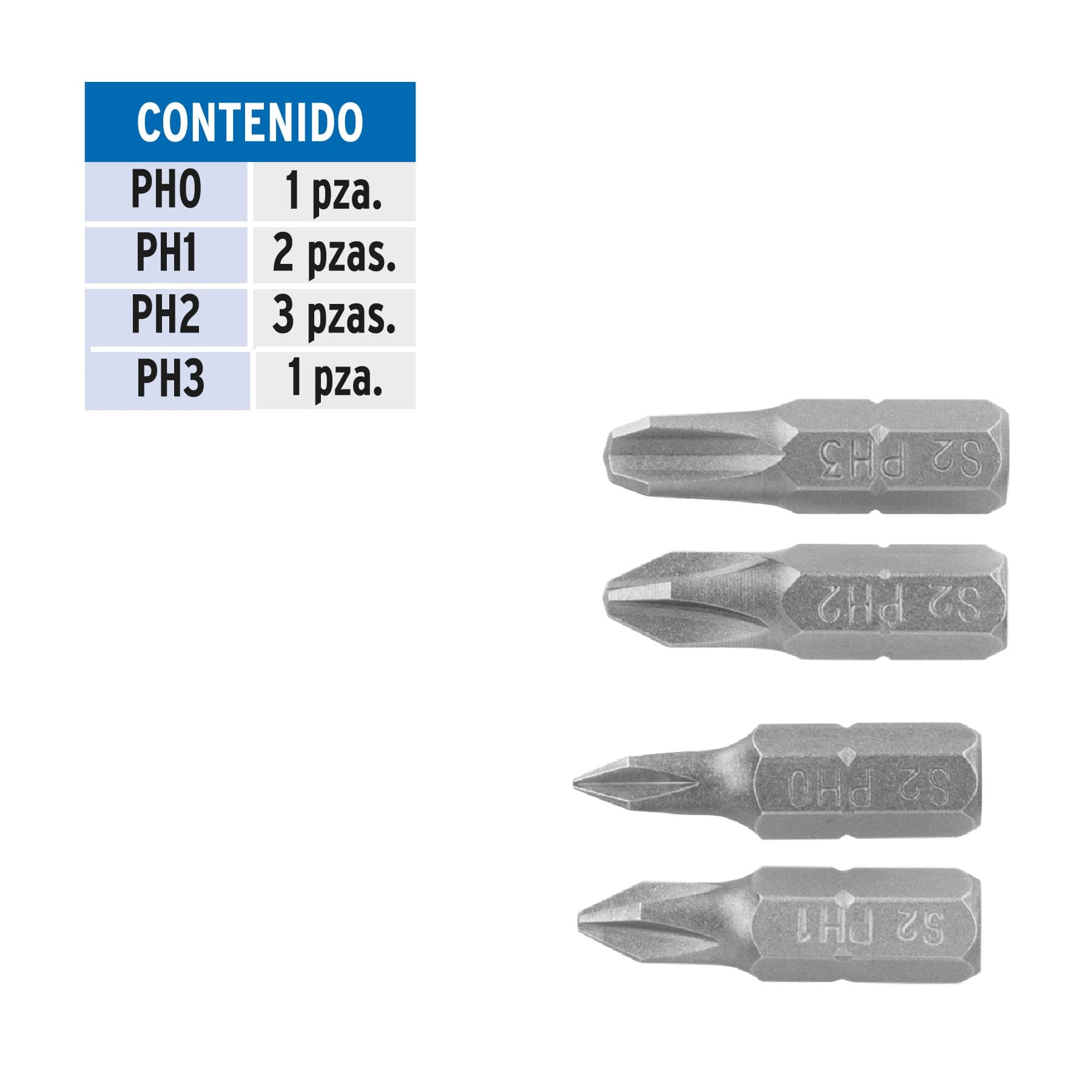 Estuche con 7 puntas de cruz combinadas largo 1", EXPERT