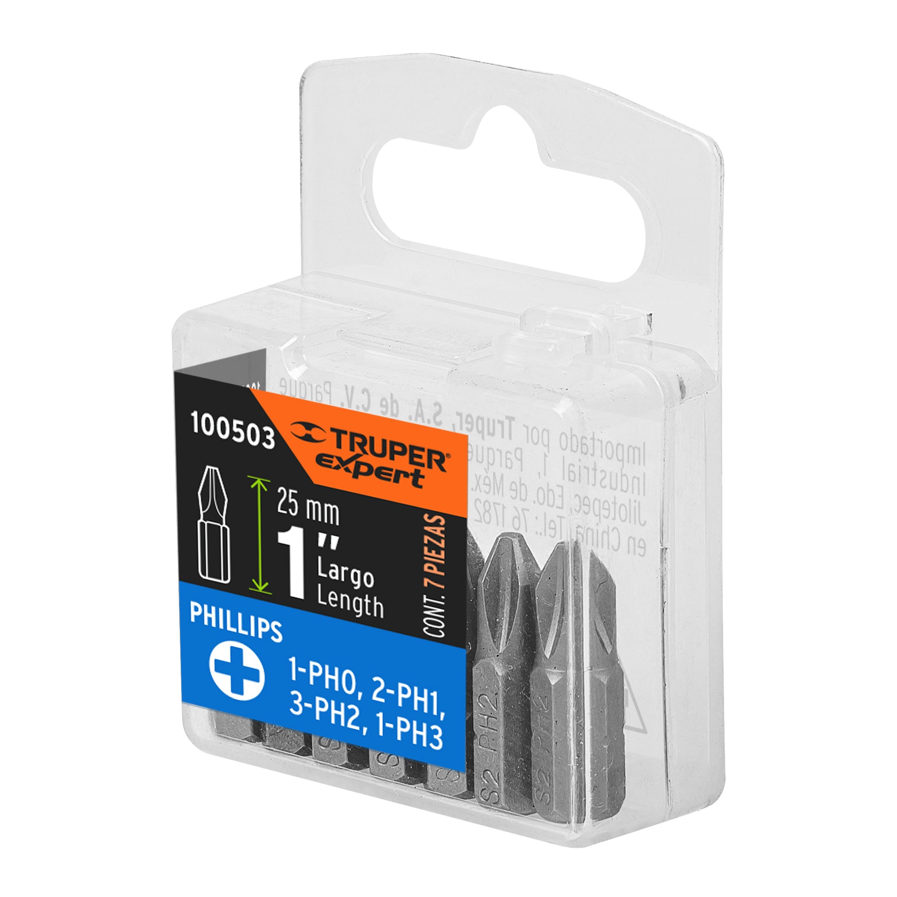 Estuche con 7 puntas de cruz combinadas largo 1", EXPERT