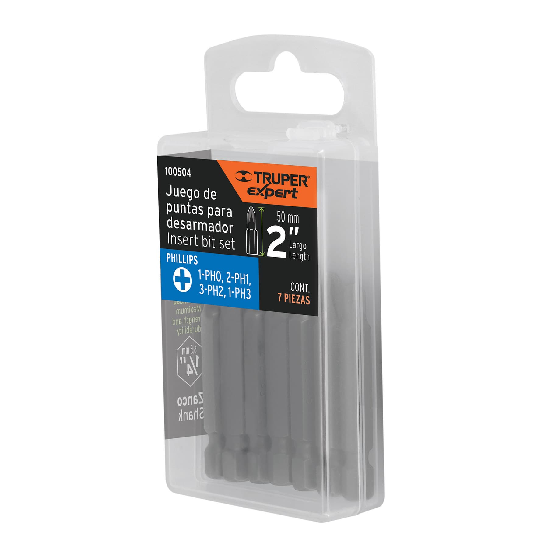 Estuche con 7 puntas de cruz combinadas largo 2", EXPERT