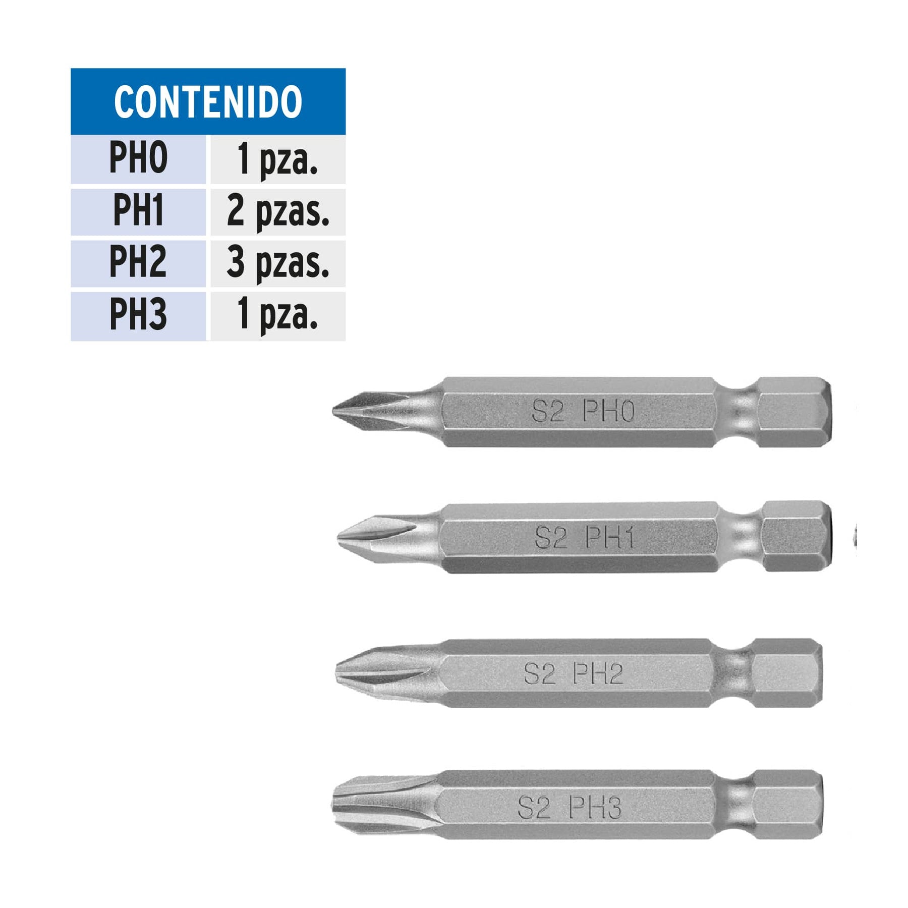 Estuche con 7 puntas de cruz combinadas largo 2", EXPERT