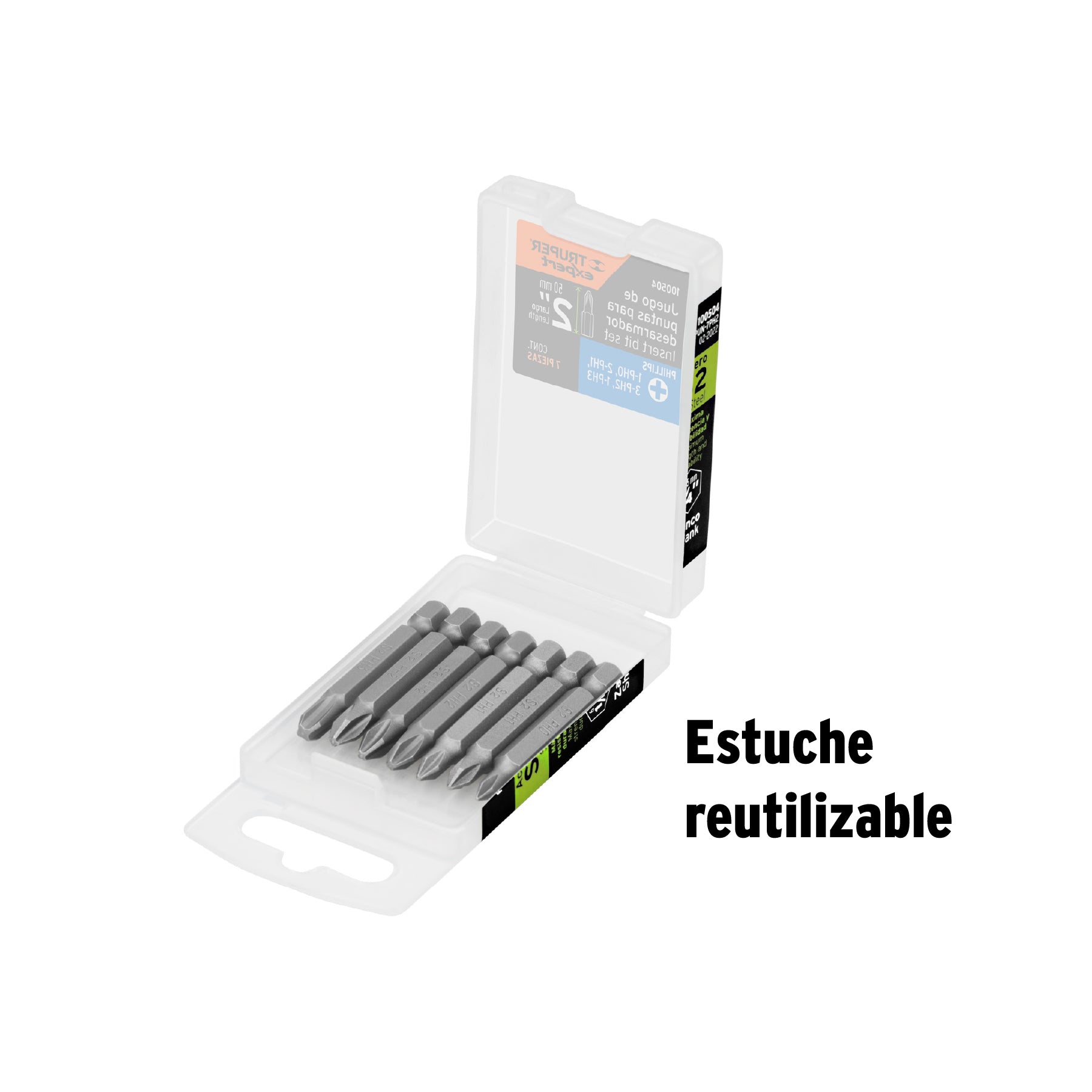 Estuche con 7 puntas de cruz combinadas largo 2", EXPERT