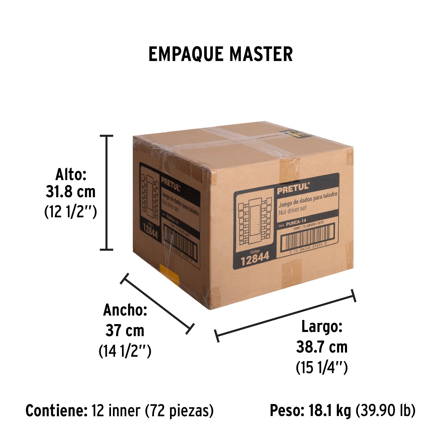Juego de 14 dados para taladro, PRETUL - Empaque