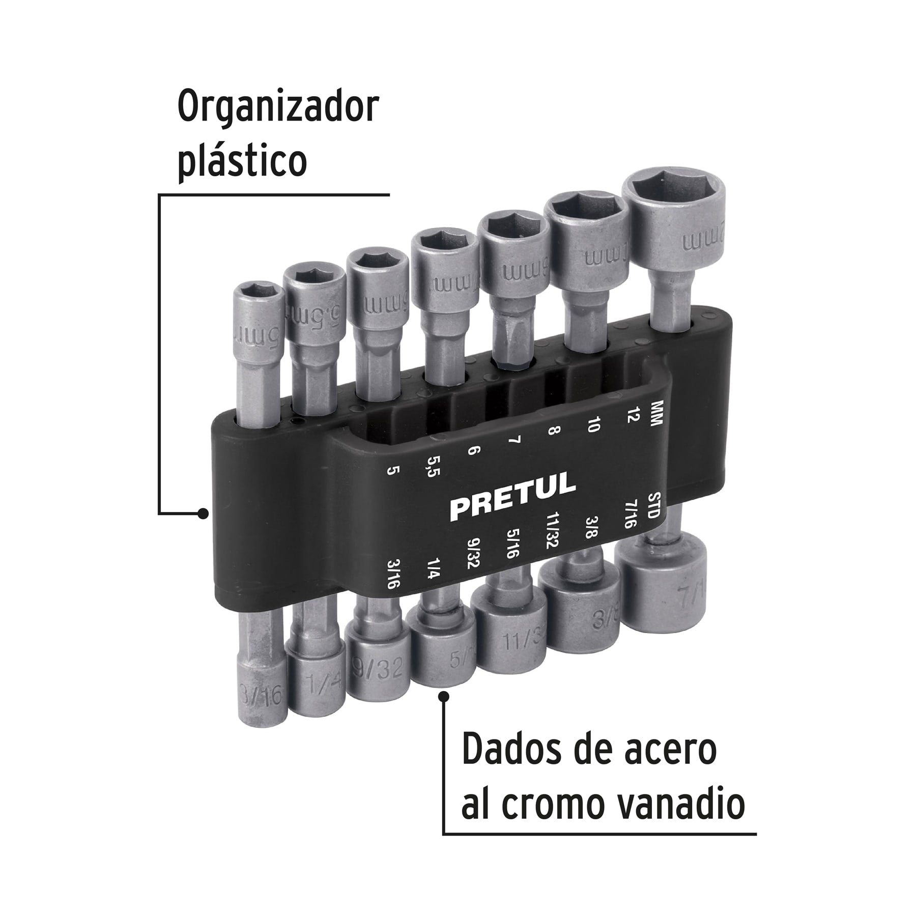 Juego de 14 dados para taladro, PRETUL