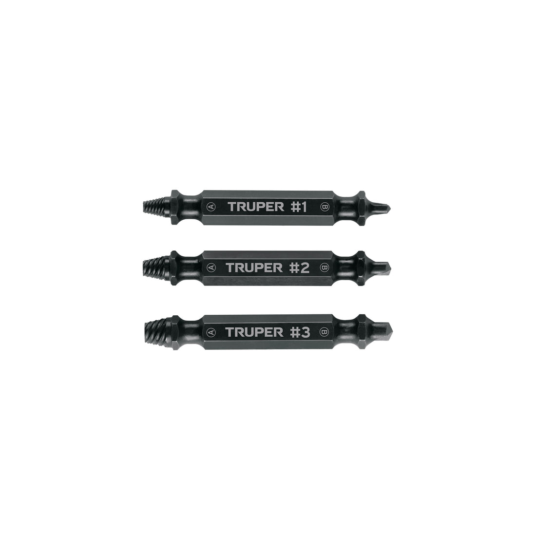 Blíster con 3 puntas extractoras de tornillos, TRUPER