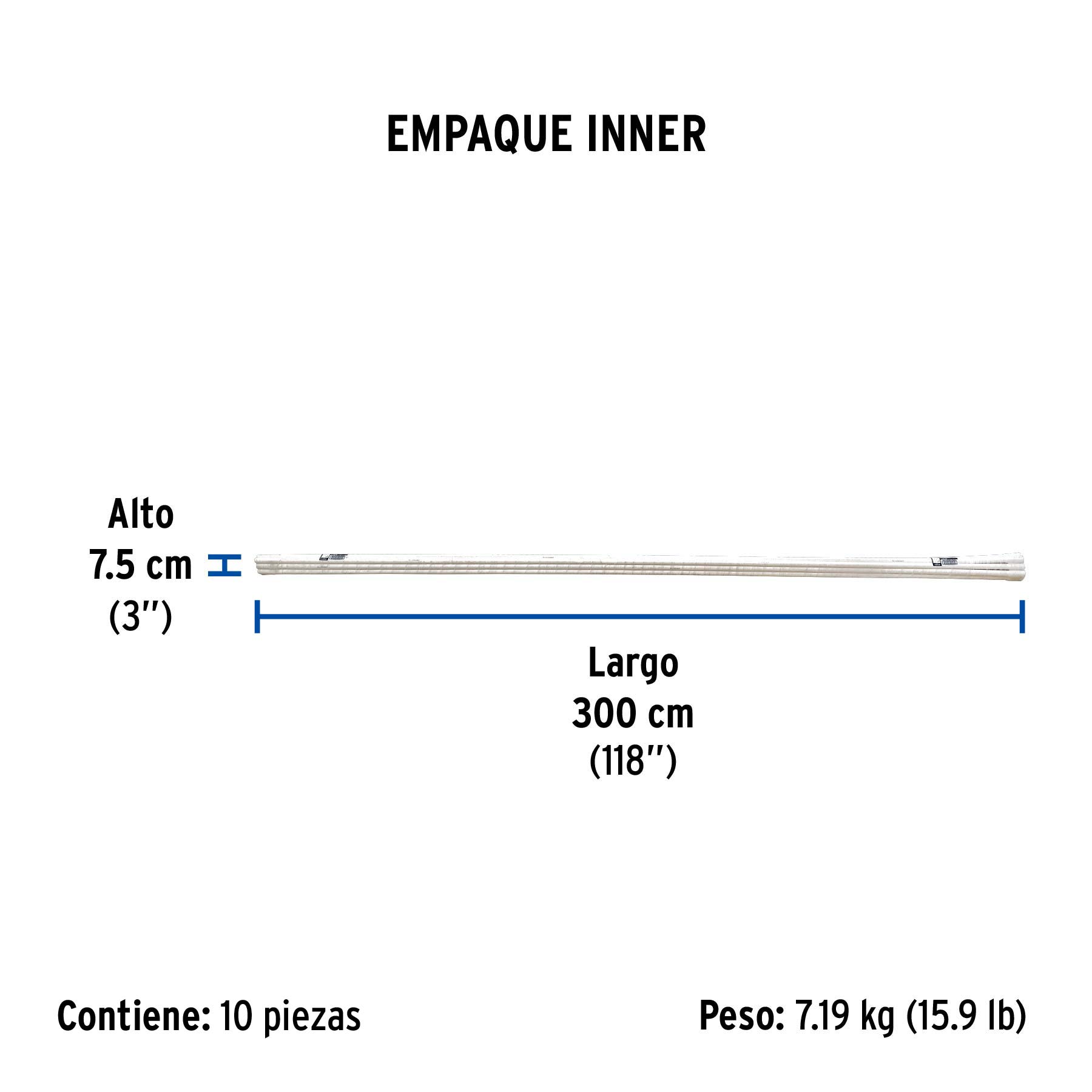 Tubo de 1/2" PVC hidráulico cédula 40, 3m, 0.7kg, FOSET - Empaque