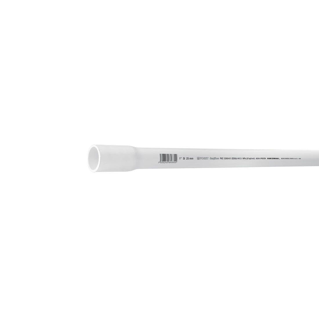 Tubo de 1" PVC hidráulico cédula 40, 3m, 1.4kg, FOSET