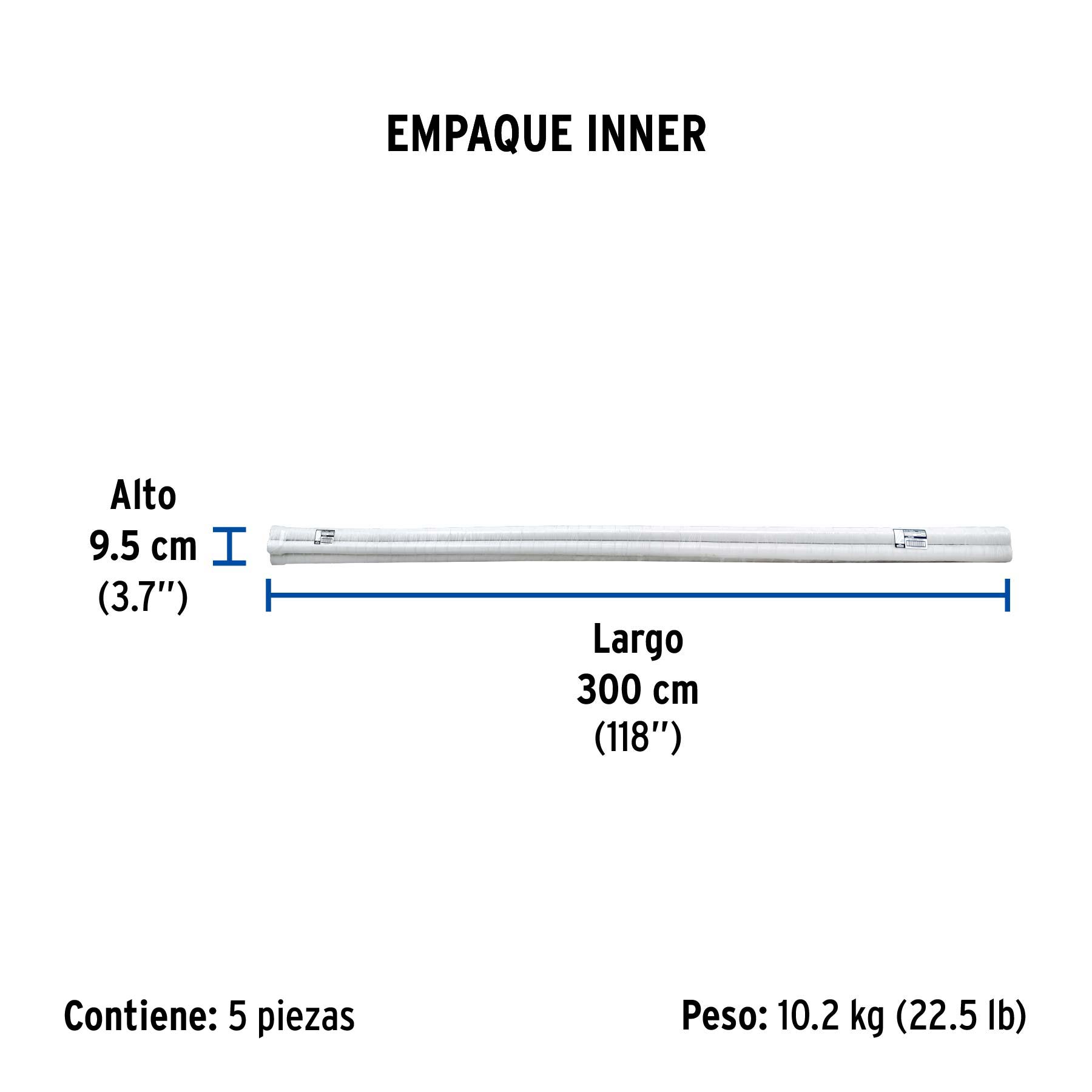 Tubo de 1-1/4" PVC hidráulico cédula 40, 3m, 1.9kg, FOSET - Empaque