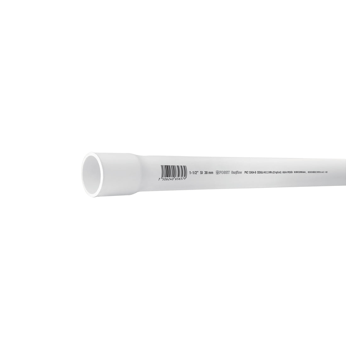 Tubo de 1-1/2" PVC hidráulico cédula 40, 3m, 2.3kg, FOSET