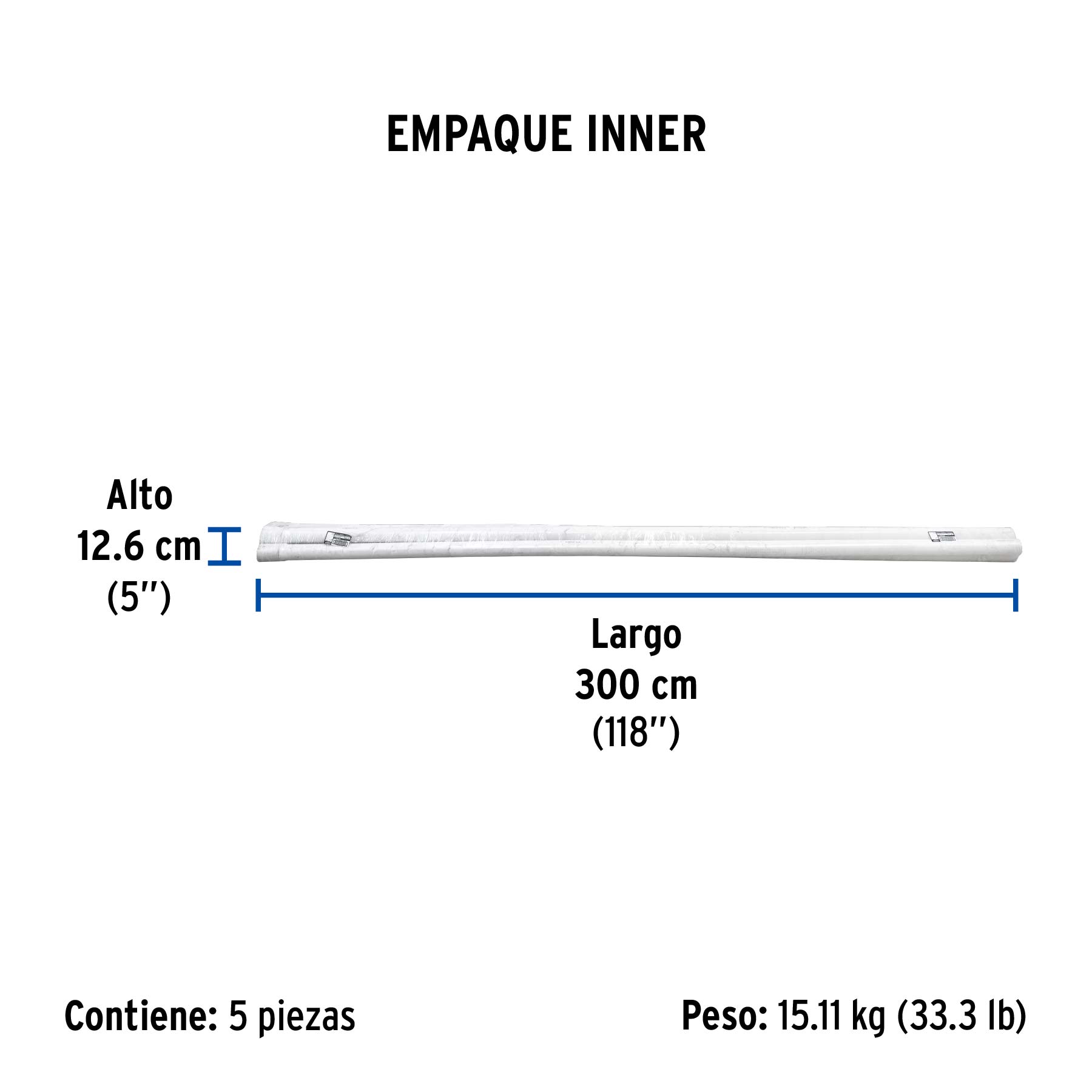 Tubo de 2" PVC hidráulico cédula 40, 3m, 3.1kg, FOSET - Empaque