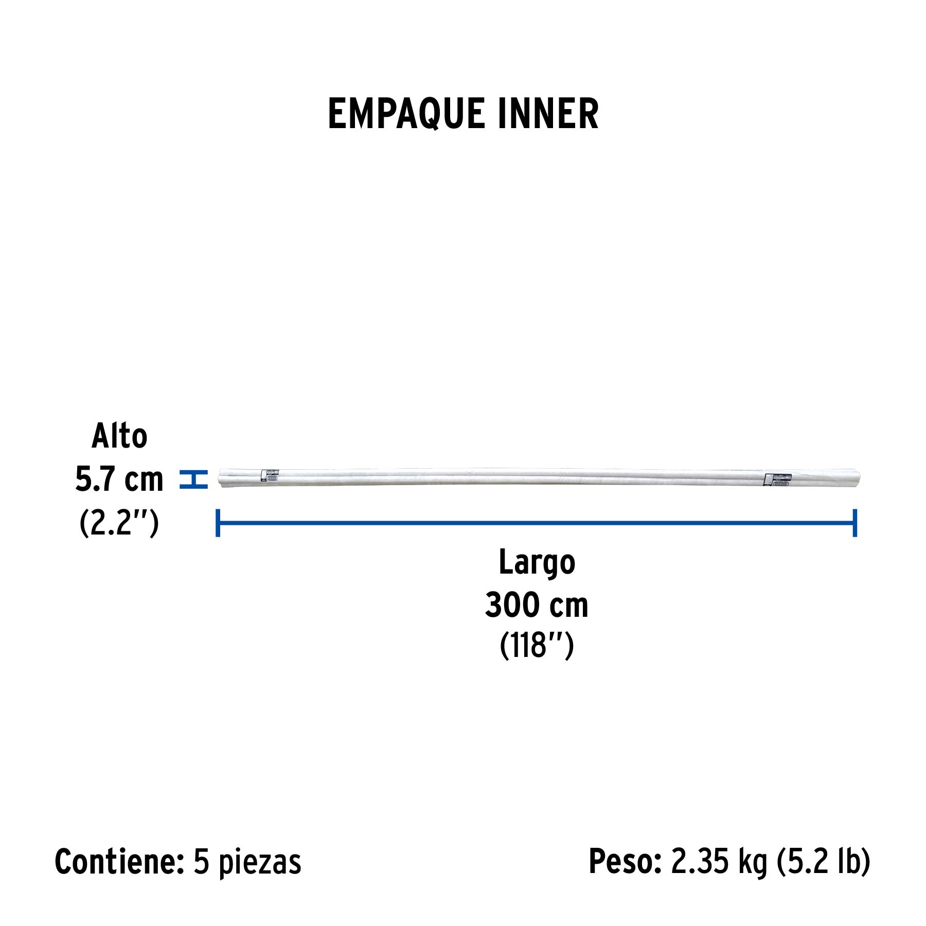 Tubo de 3/4" PVC hidráulico RD 26, 3m, 0.5kg, FOSET - Empaque