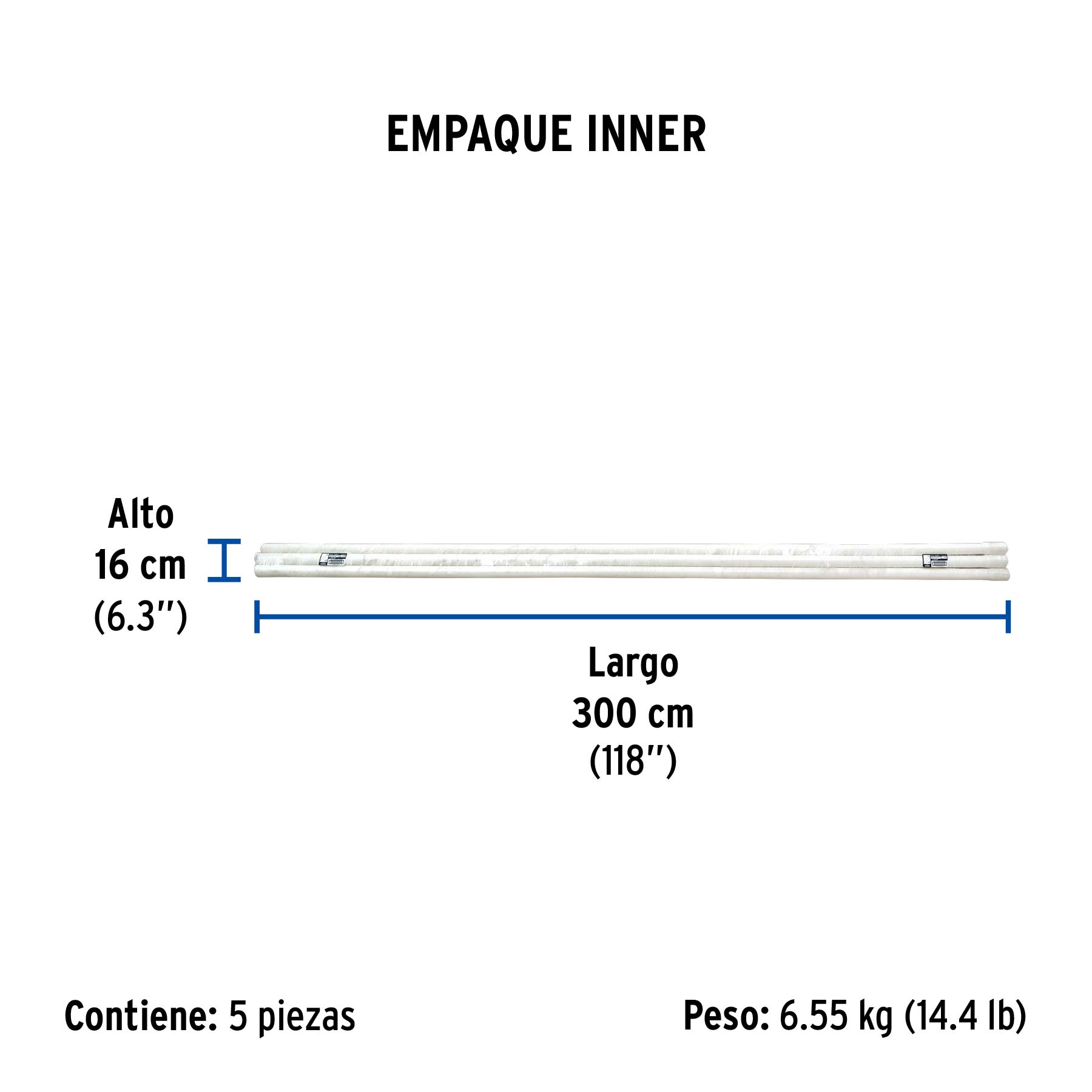 Tubo de 1-1/2" PVC hidráulico RD 26, 3m, 1.2kg, FOSET - Empaque