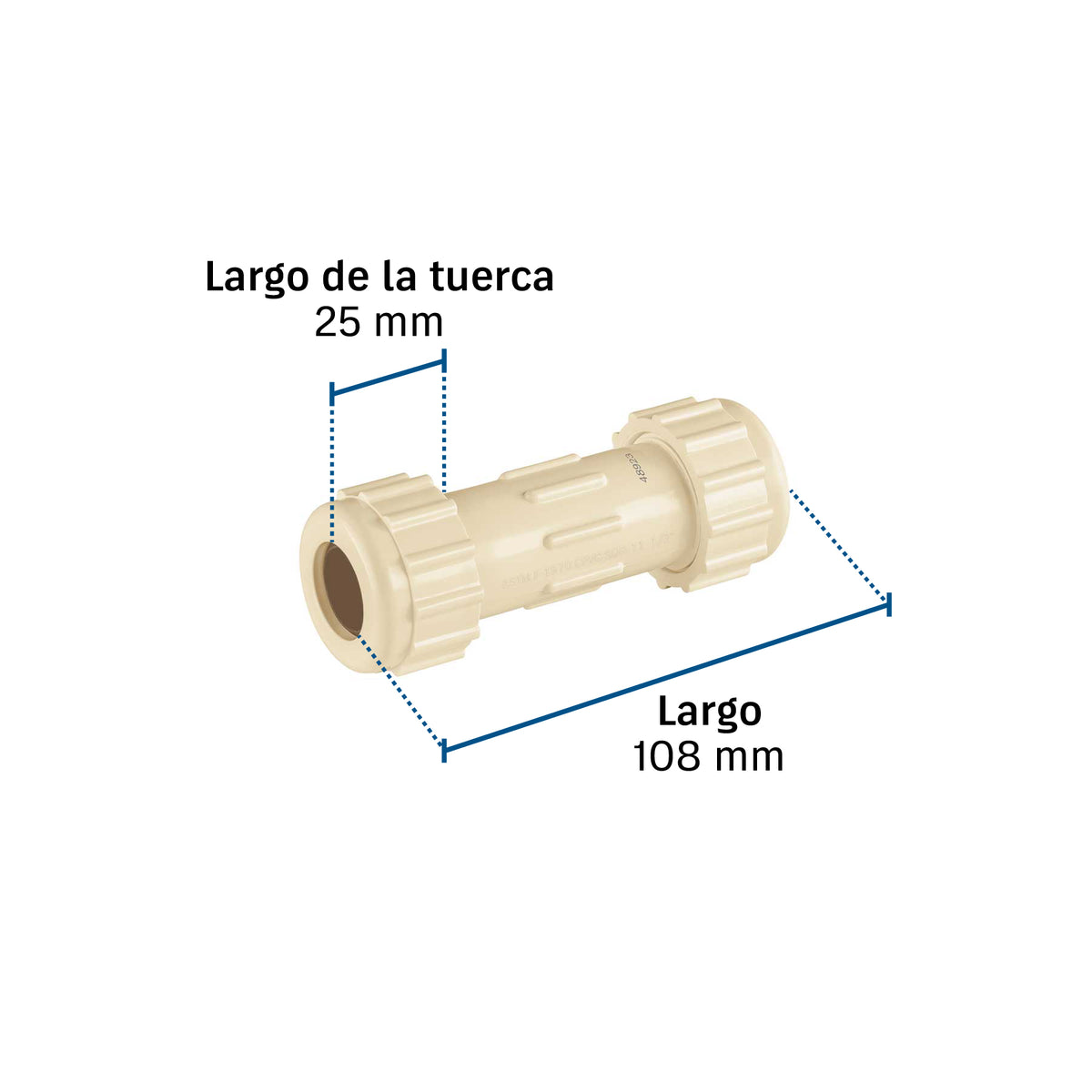 Cople de compresión PVC de 1/2", FOSET