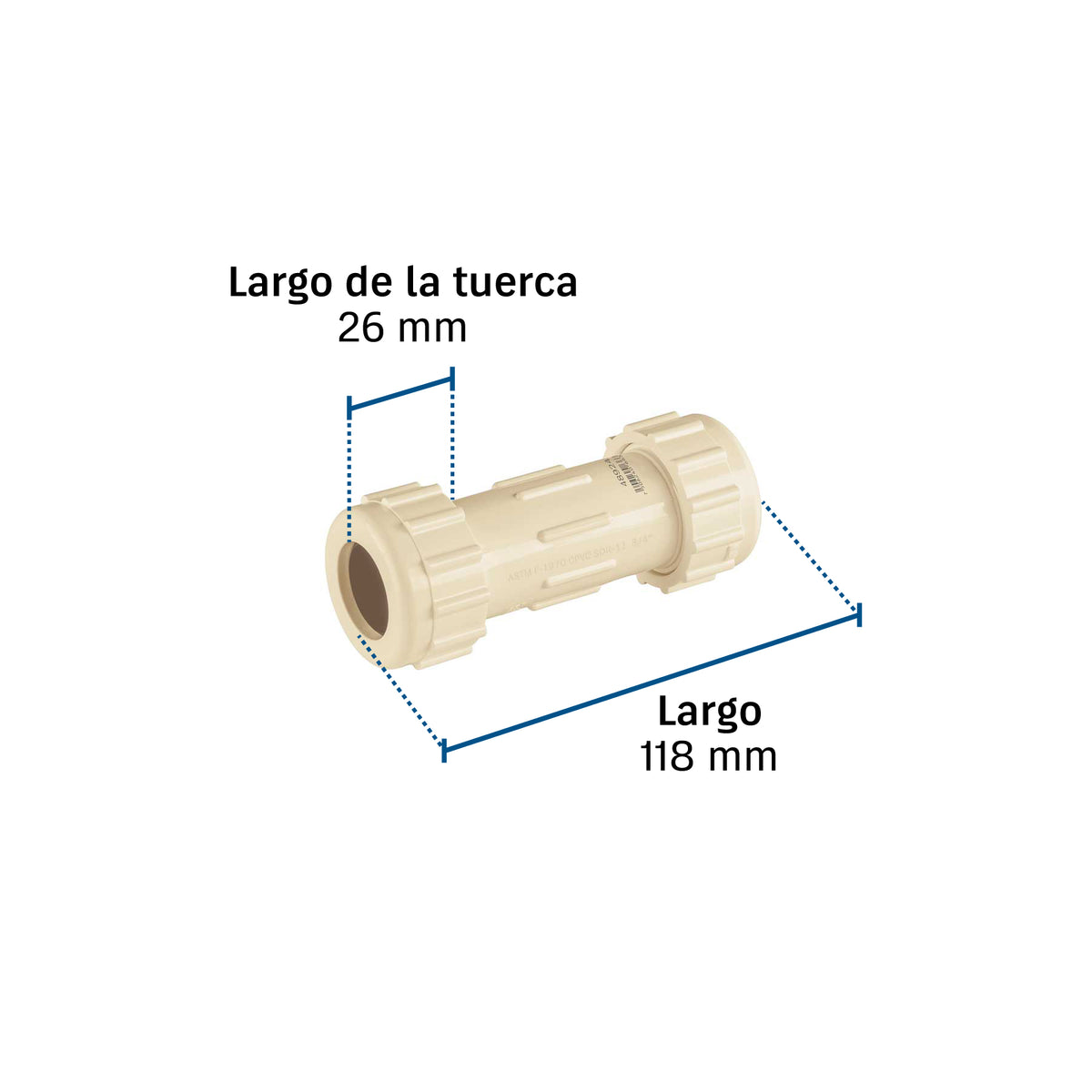 Cople de compresión PVC de 3/4", FOSET