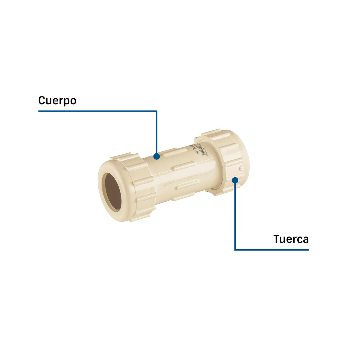 Cople de compresión PVC de 1", FOSET