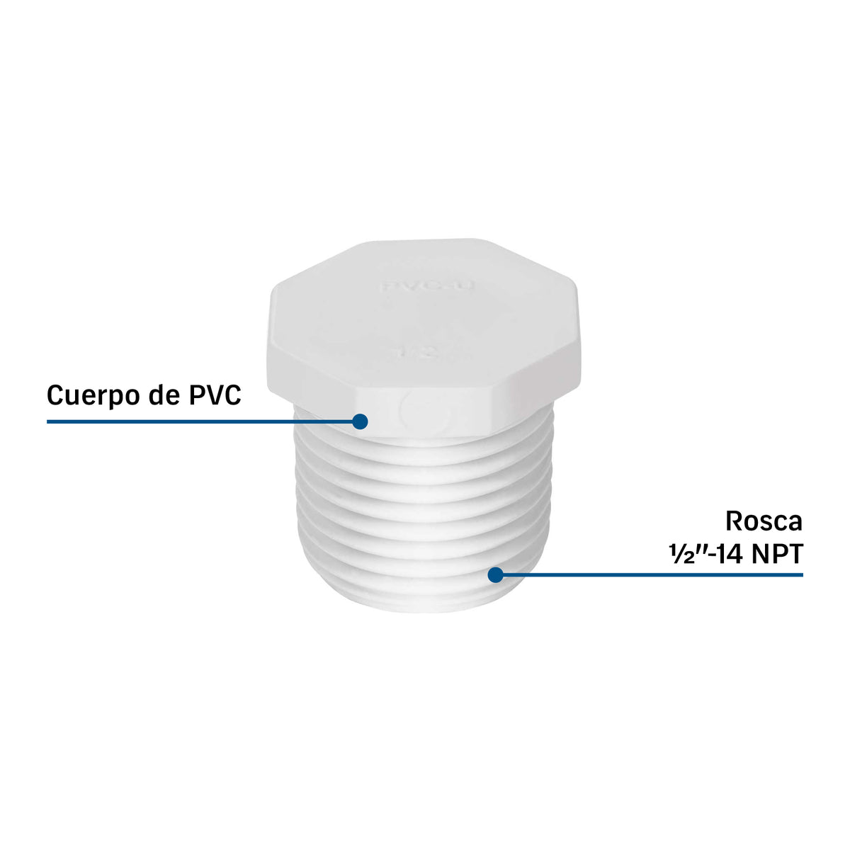 Tapón macho de PVC 1/2", FOSET
