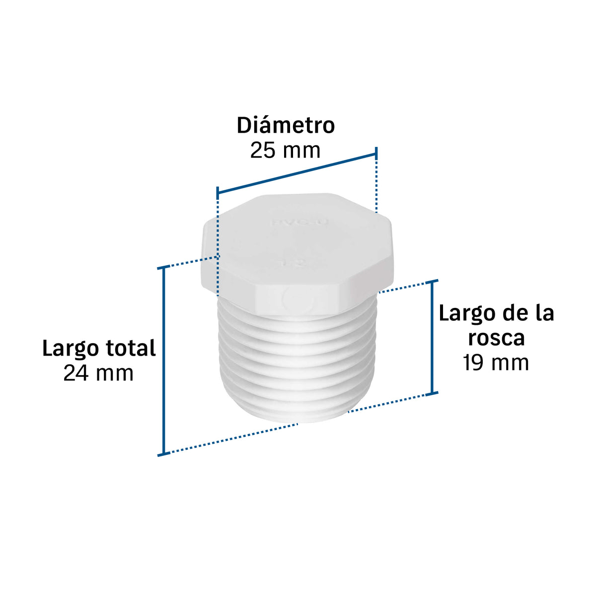 Tapón macho de PVC 1/2", FOSET