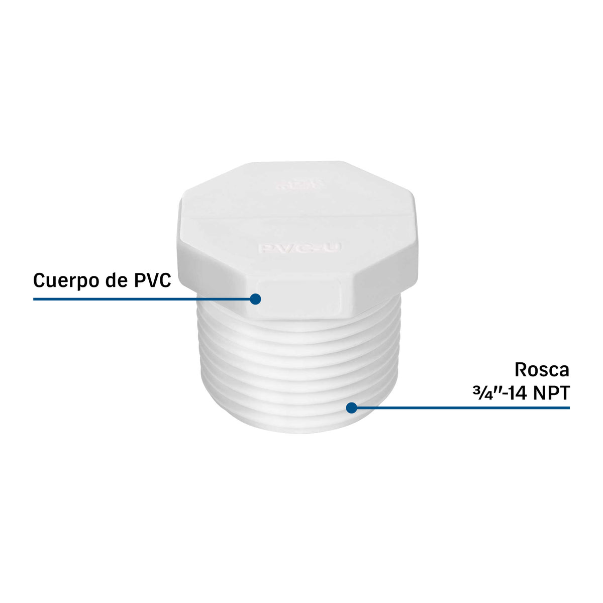Tapón macho de PVC 3/4", FOSET