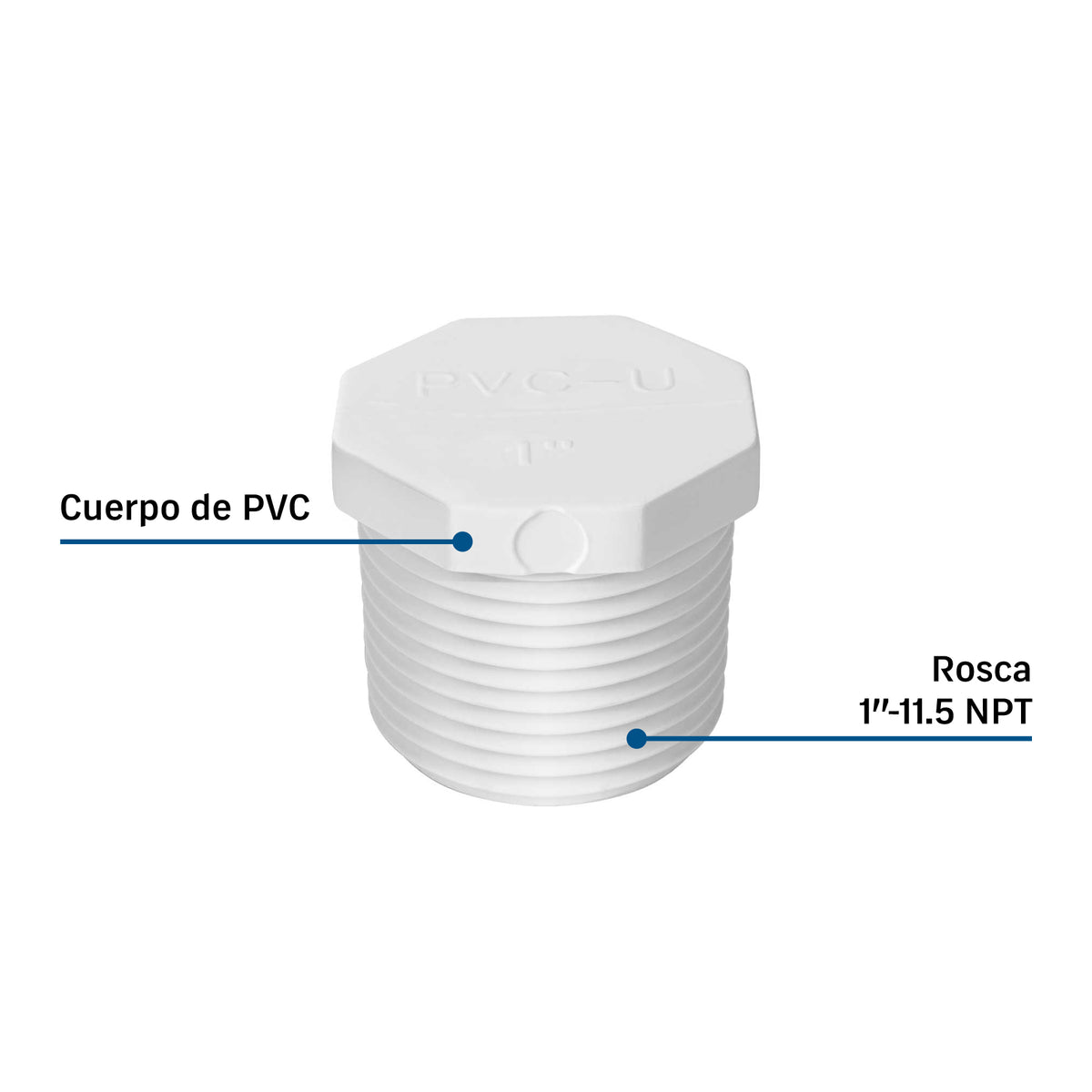 Tapón macho de PVC 1", FOSET