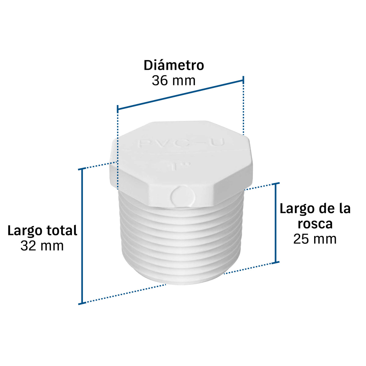Tapón macho de PVC 1", FOSET