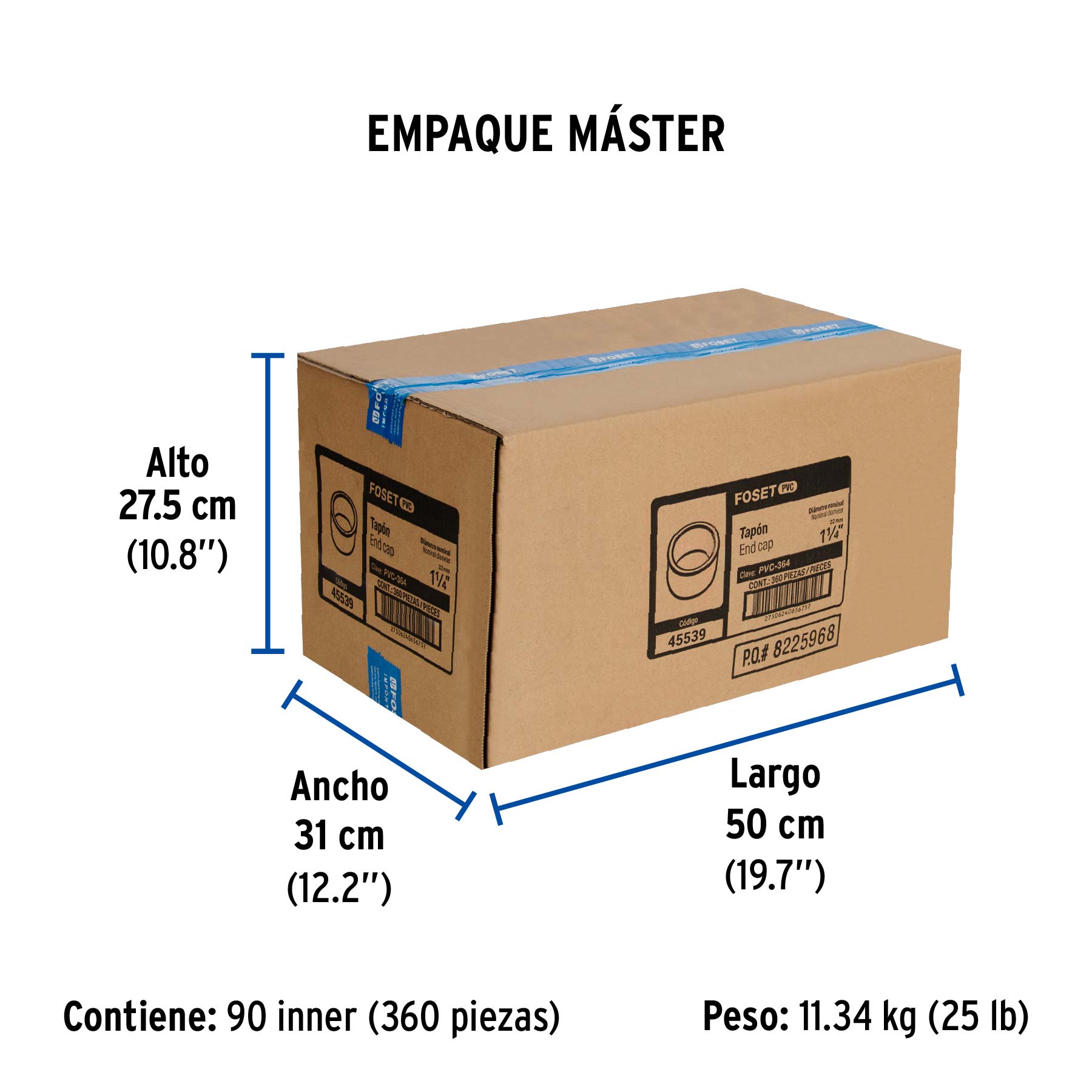 Tapón de PVC 1-1/4", FOSET - Empaque