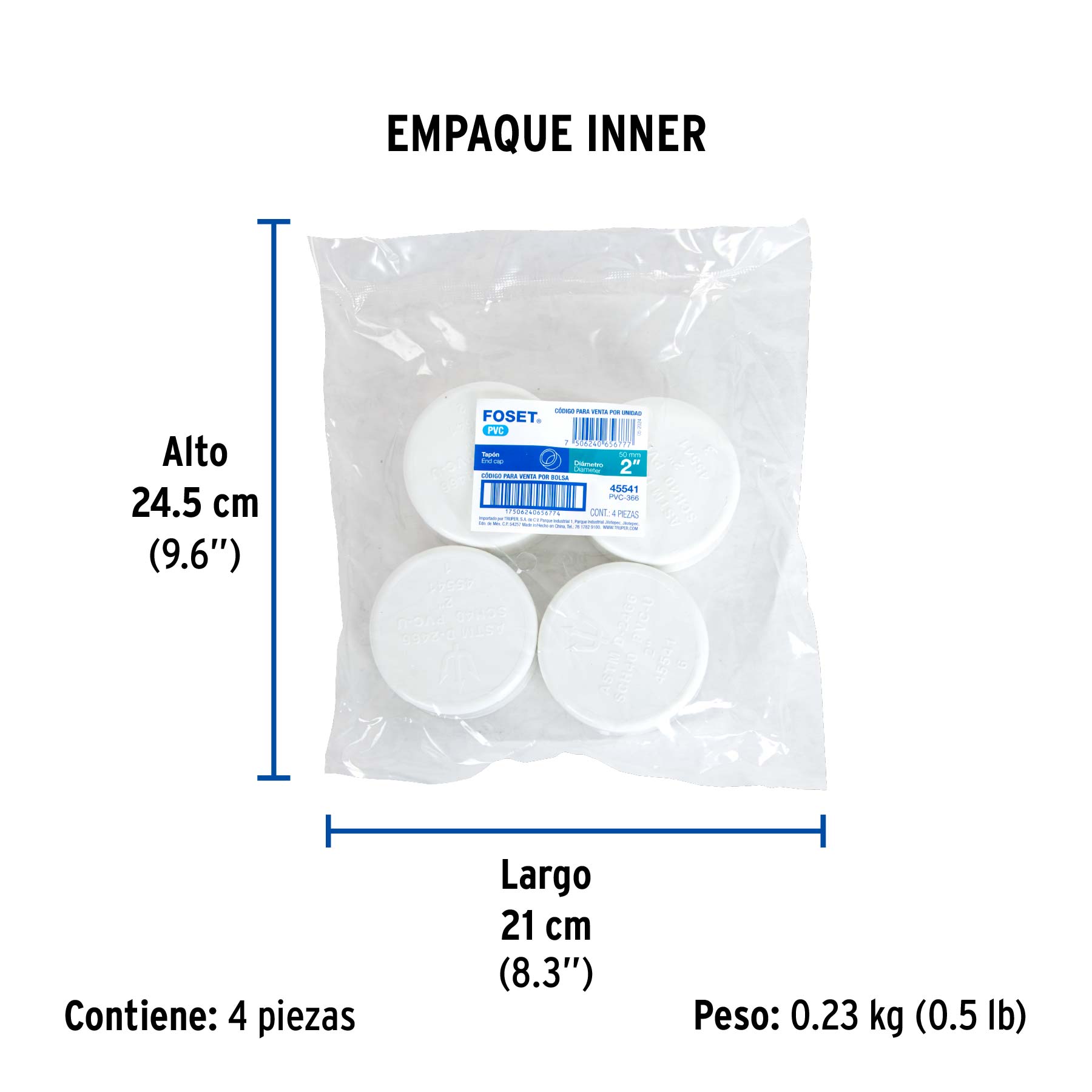 Tapón de PVC 2", FOSET - Empaque