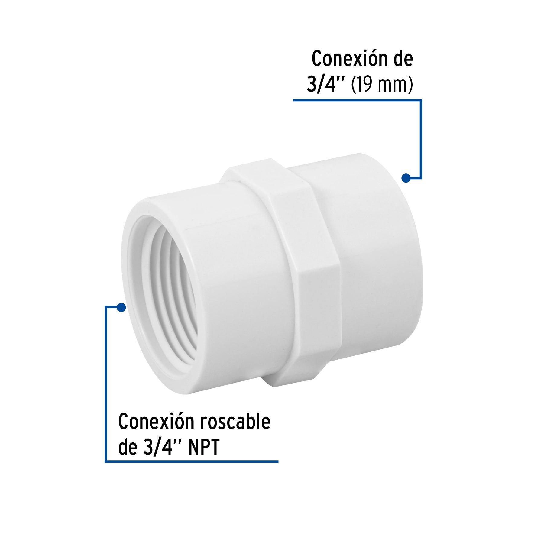 Adaptador hembra de PVC 3/4", FOSET