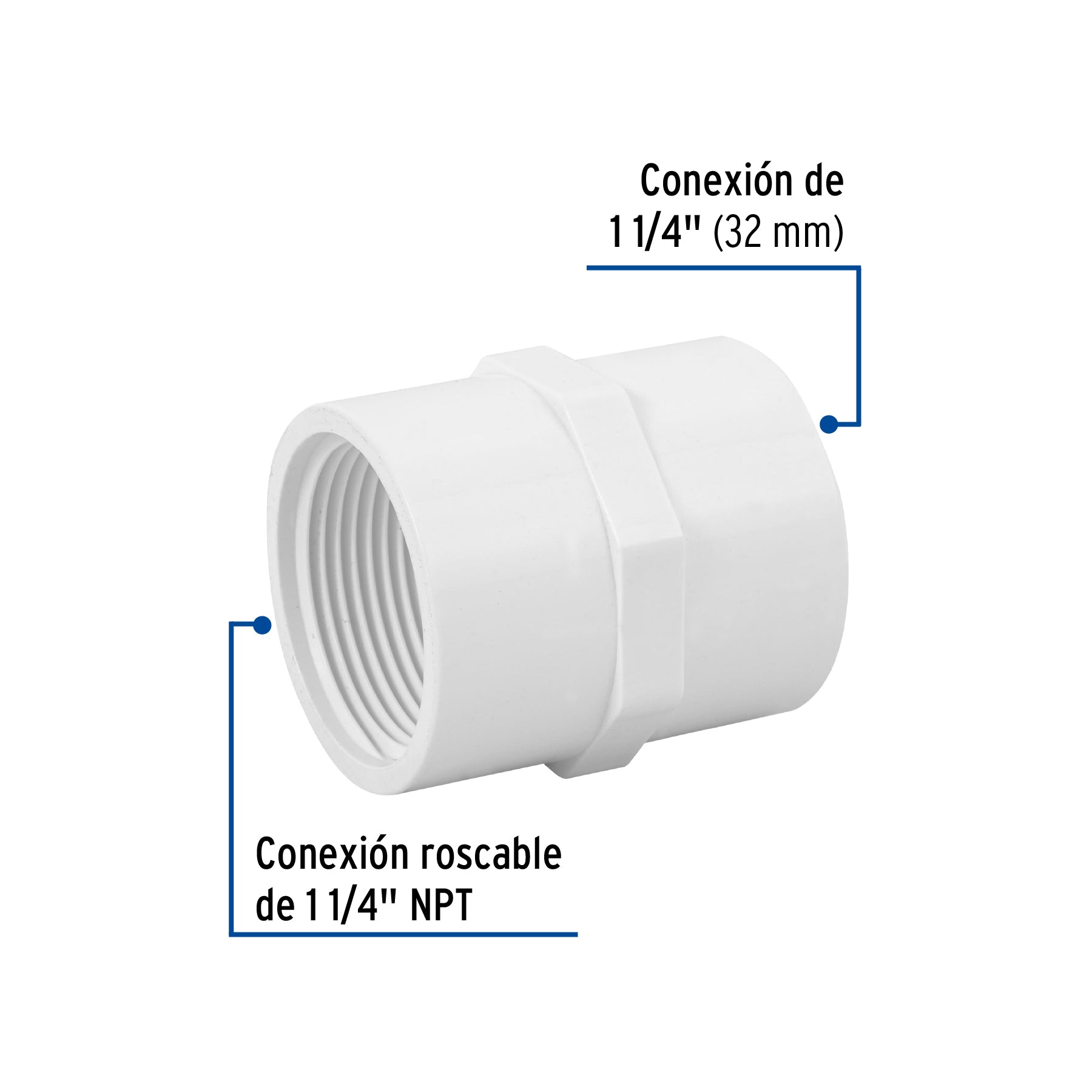 Adaptador hembra de PVC 1-1/4", FOSET