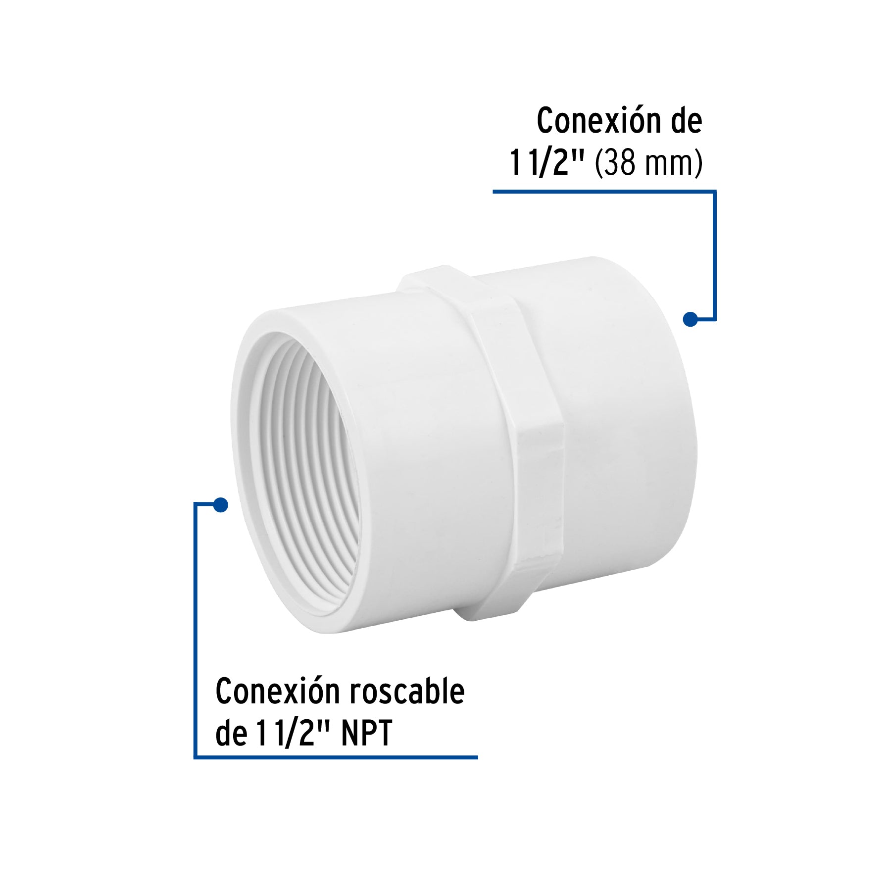 Adaptador hembra de PVC 1-1/2", FOSET