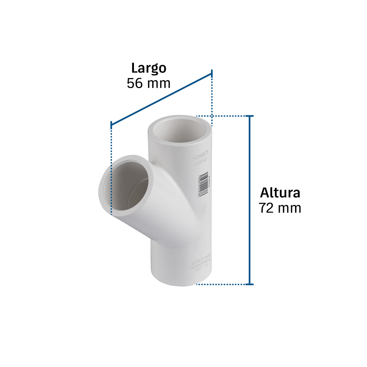 Yee sencilla de PVC 1/2", FOSET
