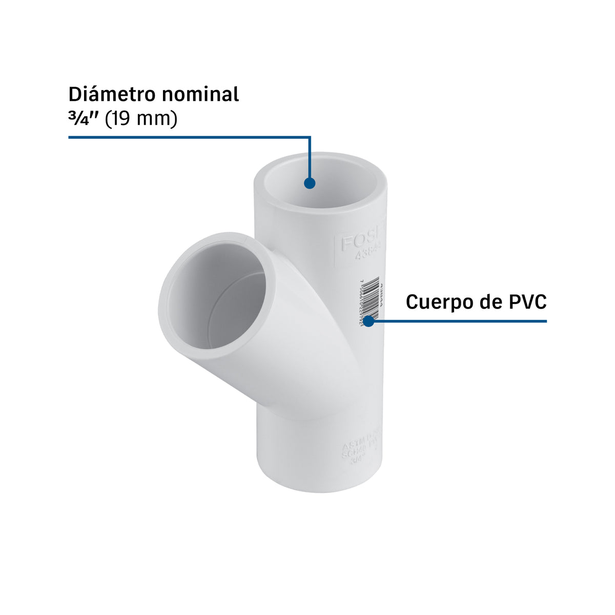 Yee sencilla de PVC 3/4", FOSET