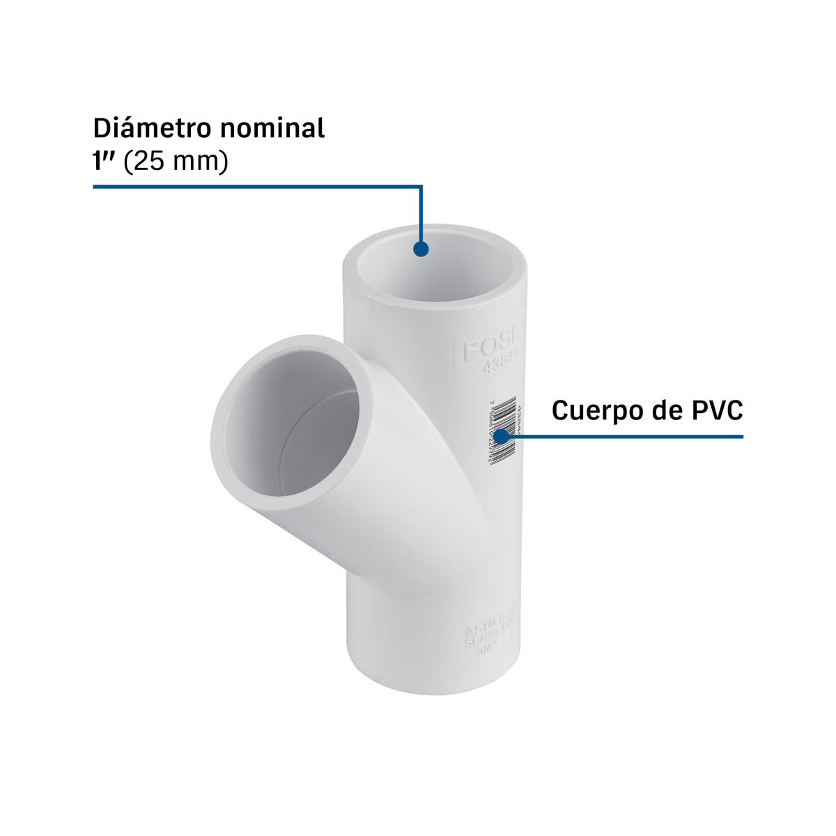 Yee sencilla de PVC 1", FOSET