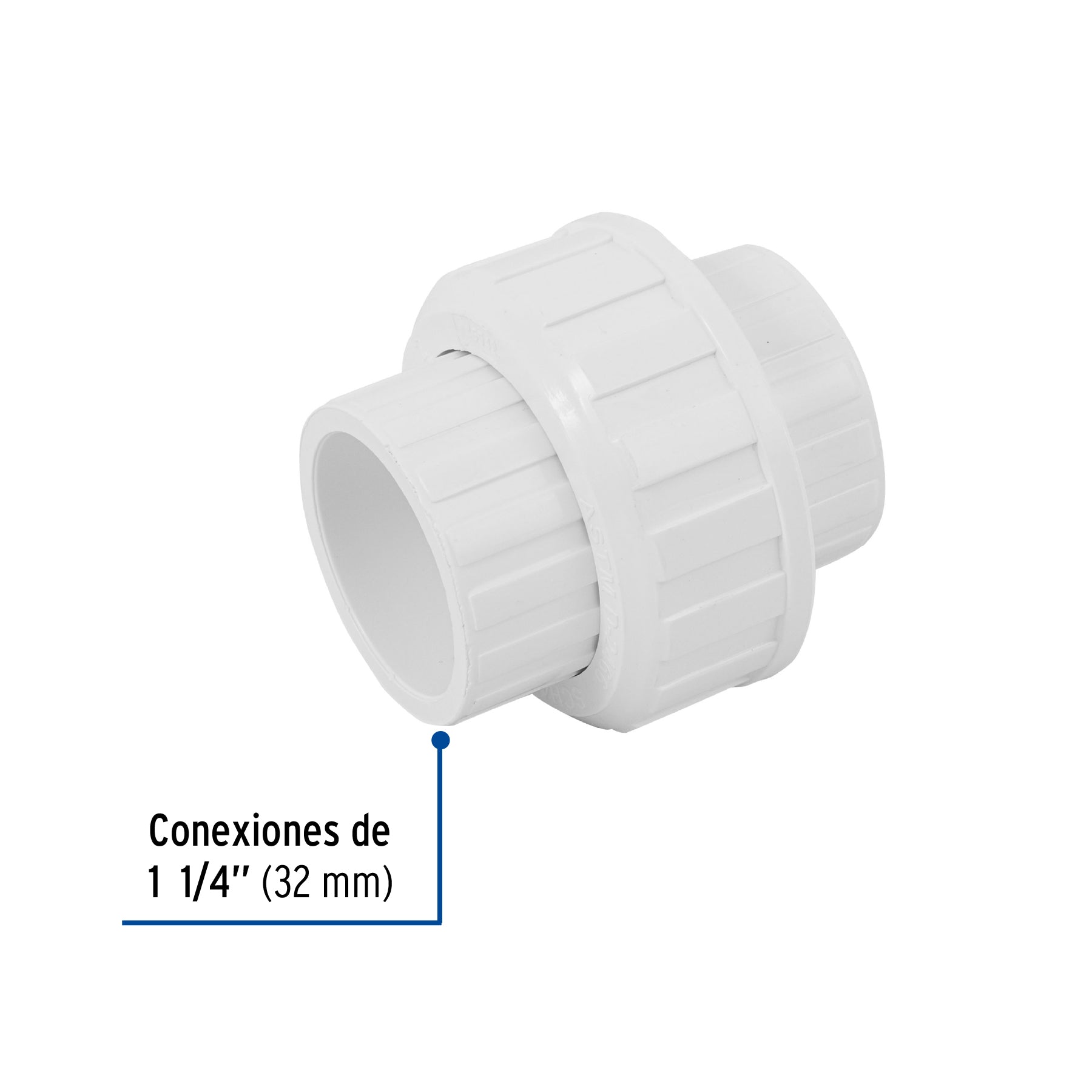 Tuerca unión lisa de PVC 1-1/4", FOSET