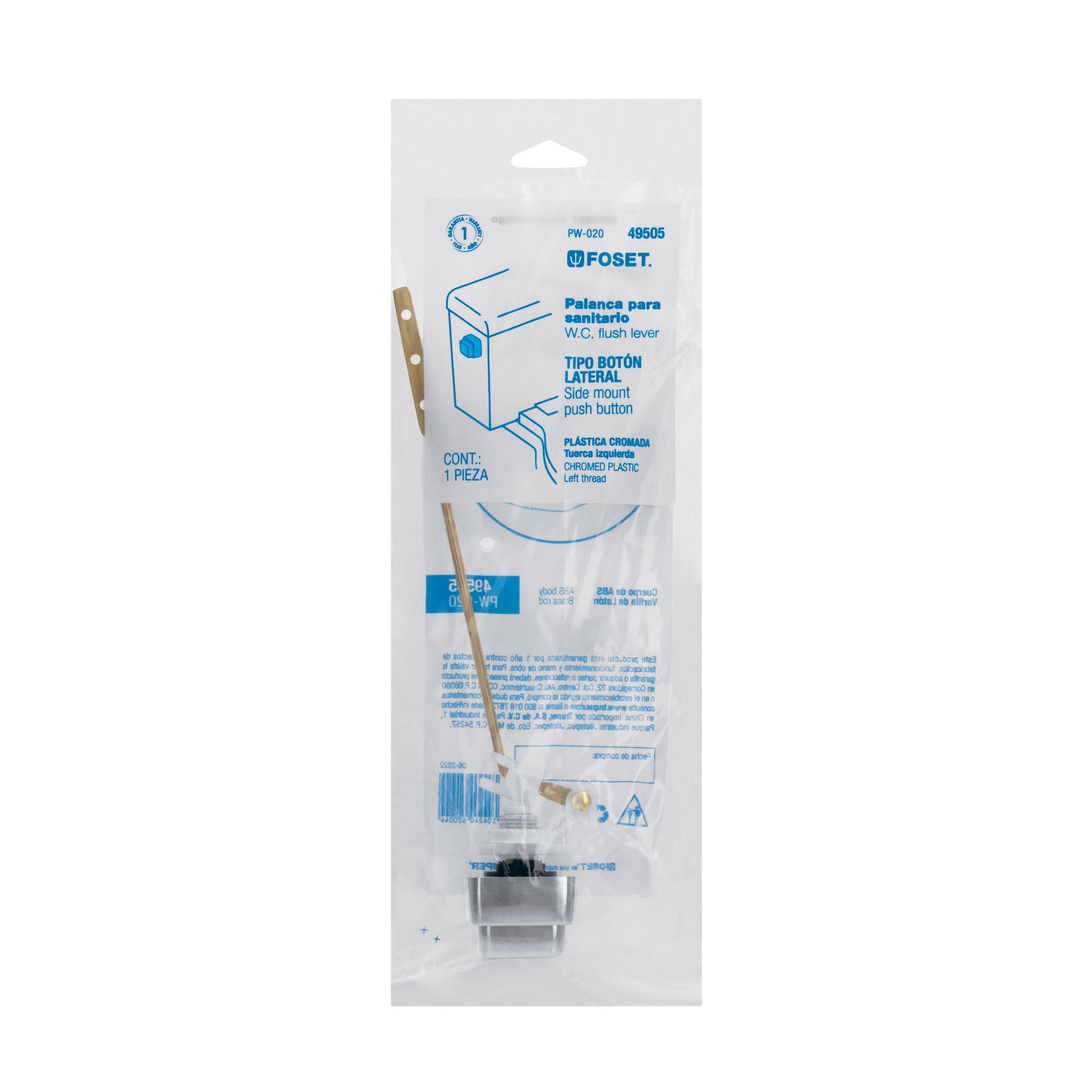 Botón lateral plástico cromado para WC, FOSET