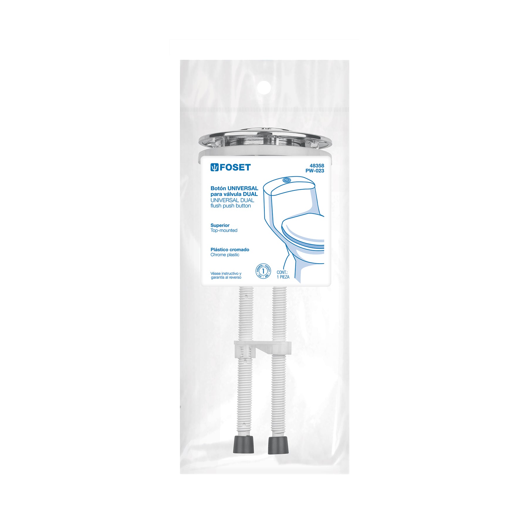 Botón superior universal para válvula dual de WC, FOSET