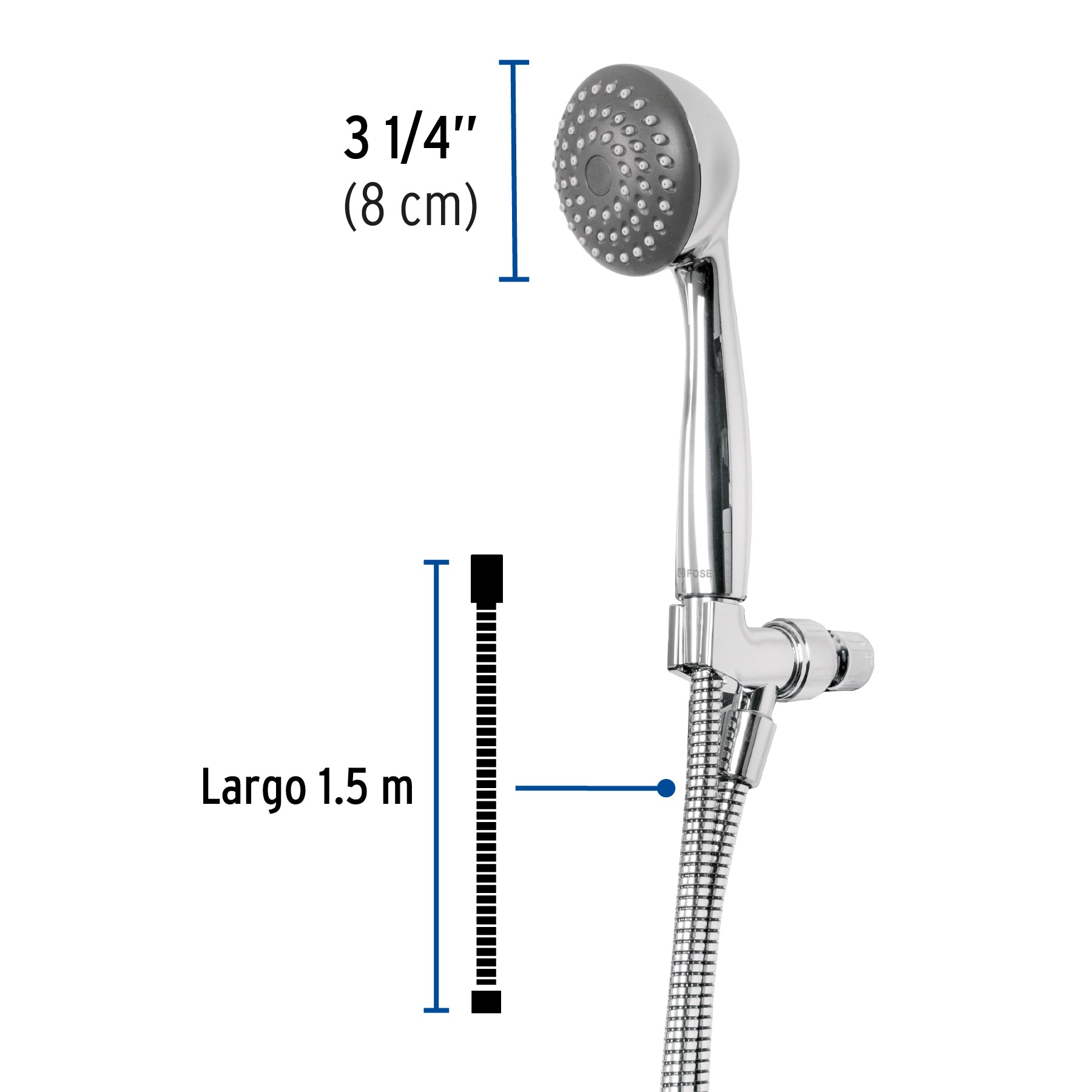 Regadera de teléfono 3-1/4, ABS, con soporte, cromo, AERO