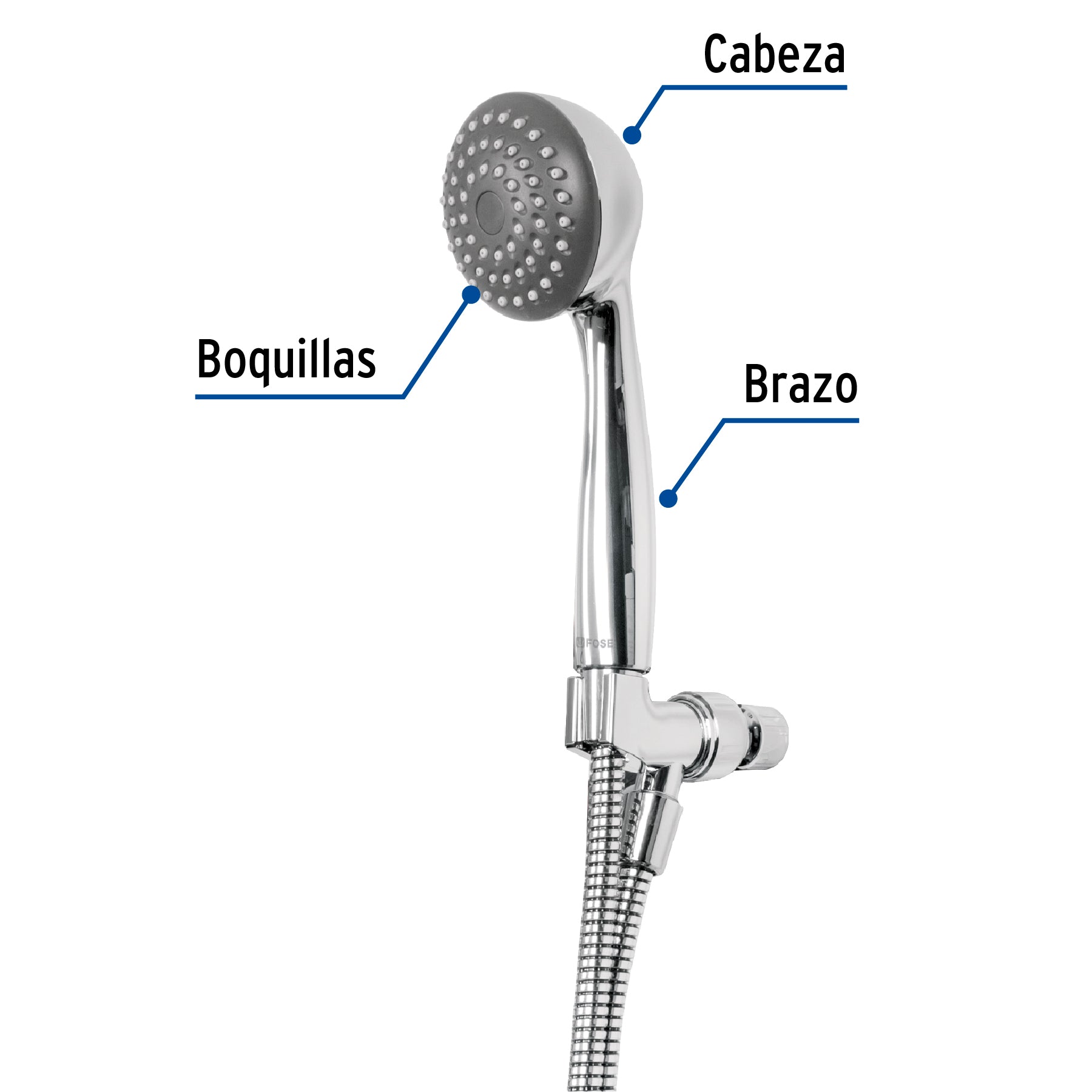Regadera de teléfono 3-1/4, ABS, con soporte, cromo, AERO