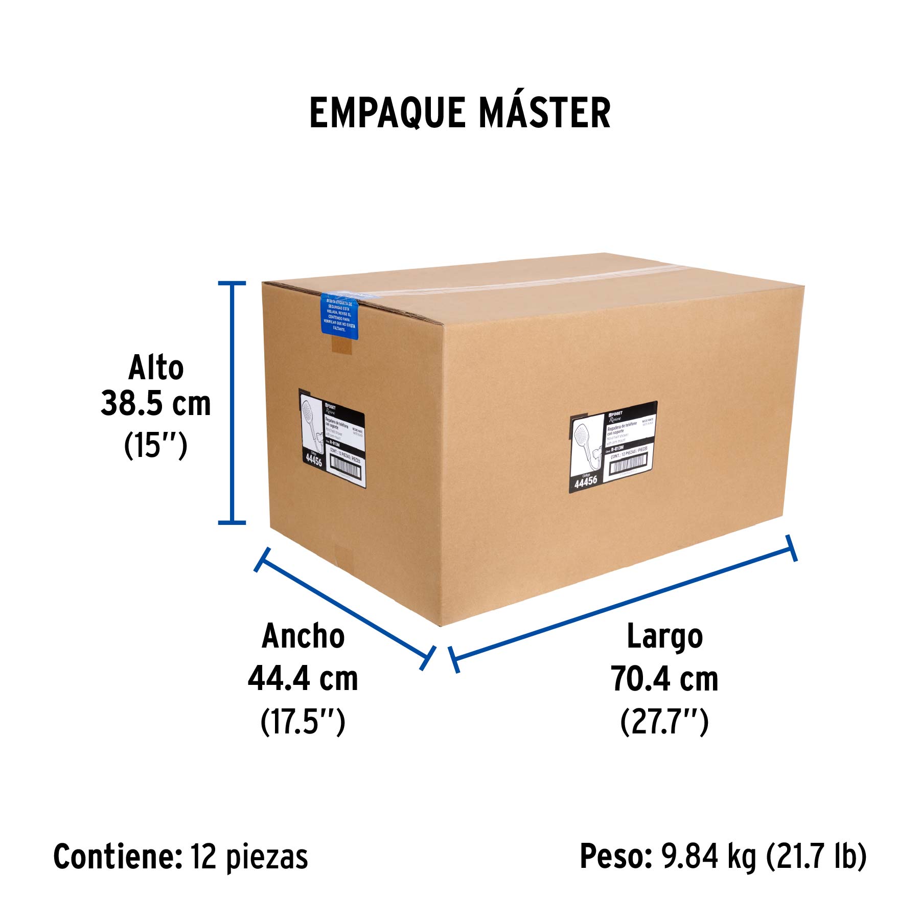 Regadera de teléfono con soporte, negro, FOSET RIVIERA - Empaque
