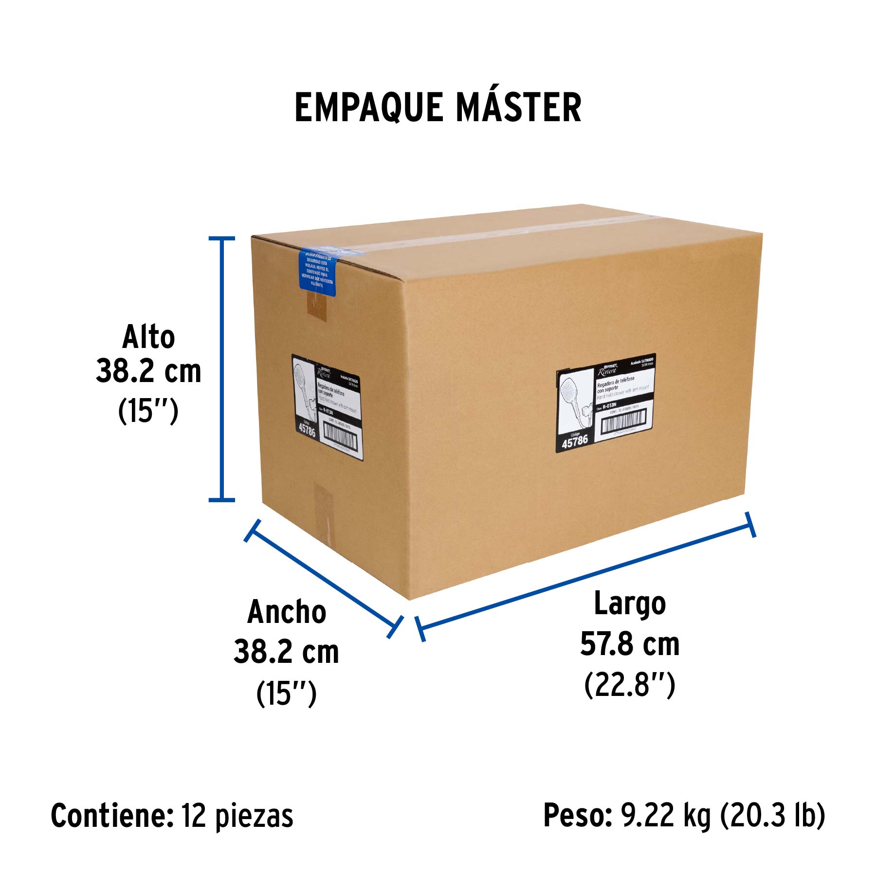 Regadera de teléfono con soporte, satín, FOSET RIVIERA - Empaque