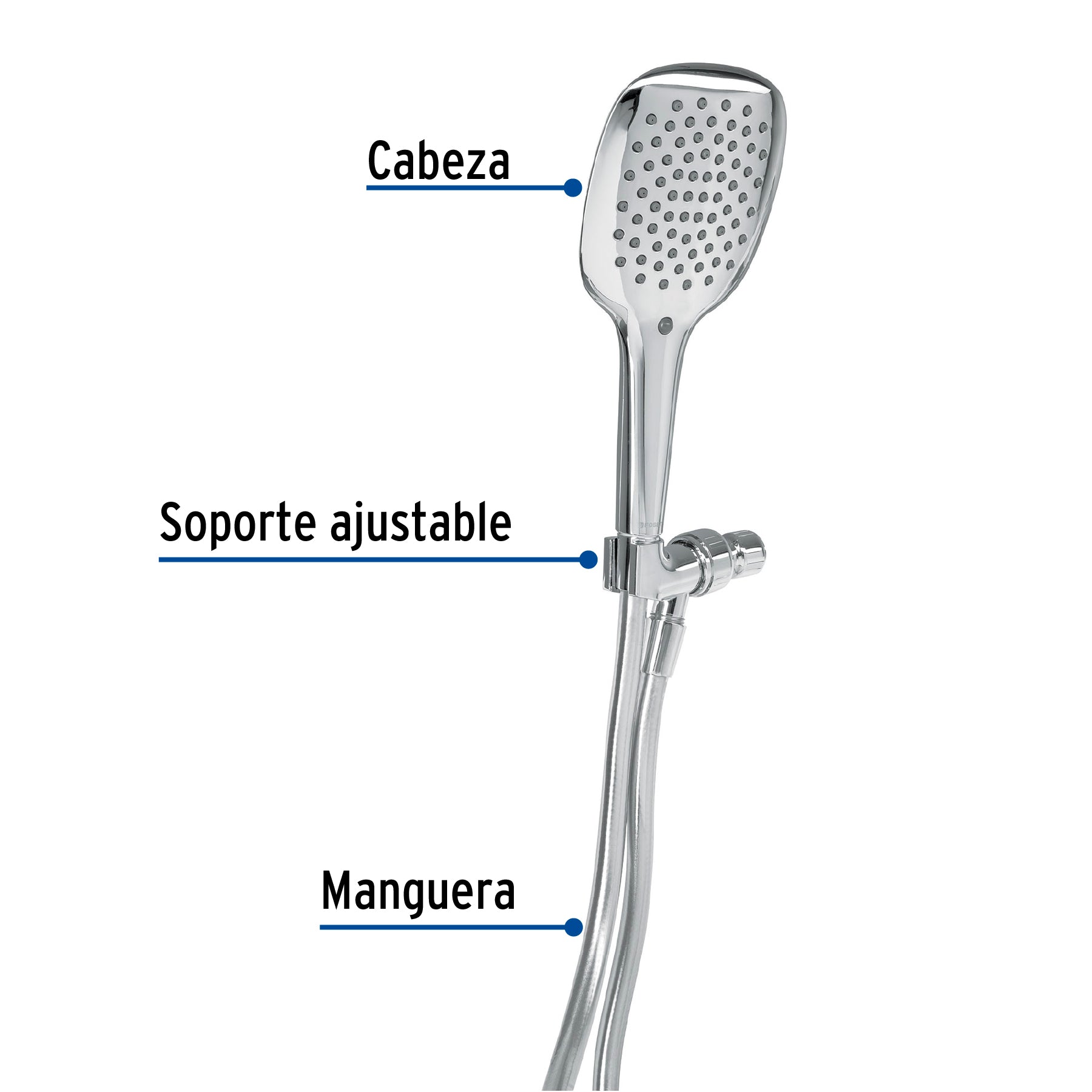 Regadera de teléfono con soporte, cromo, FOSET RIVIERA
