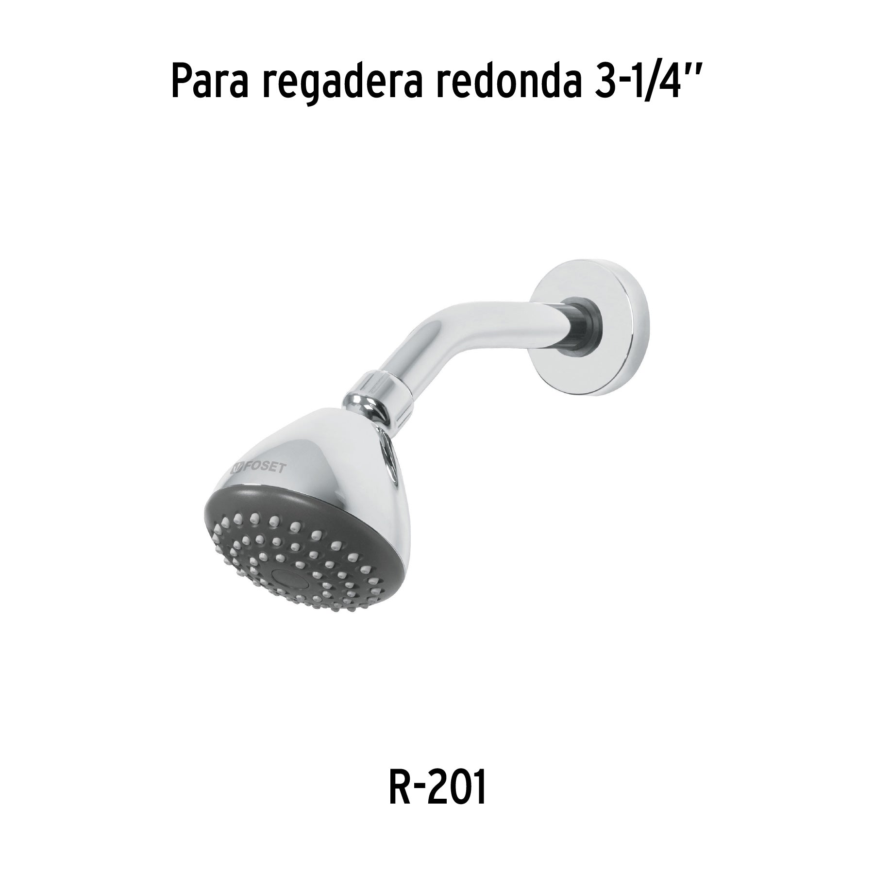 Regadera redonda 3-1/4", ABS, sin brazo, cromo, AERO