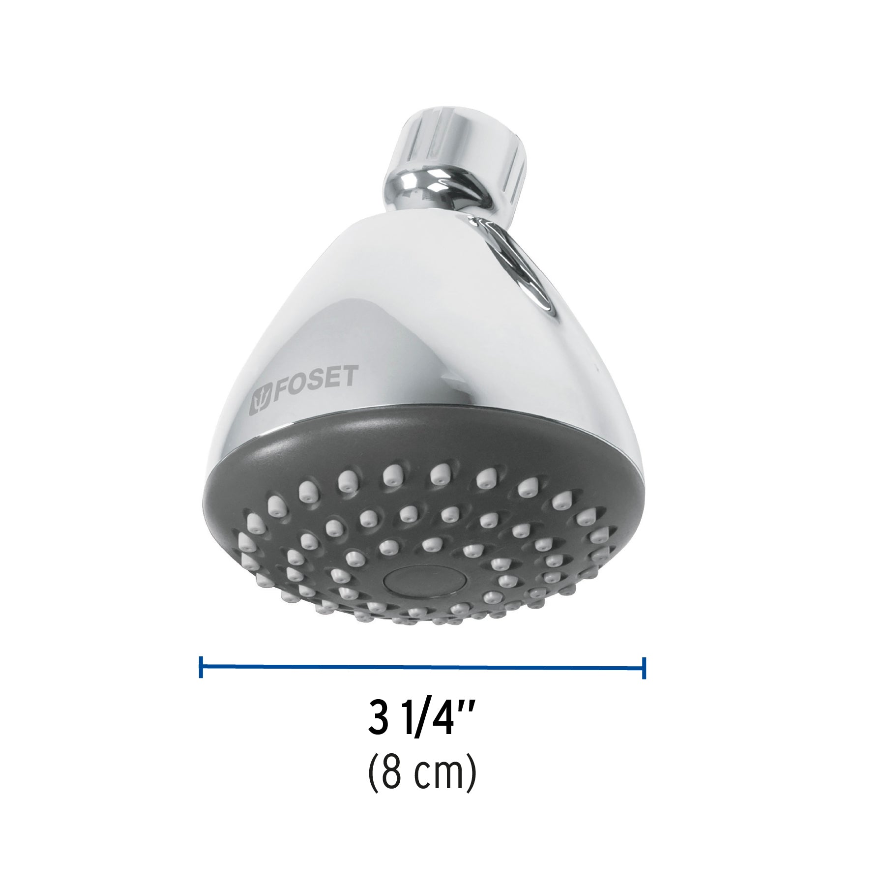 Regadera redonda 3-1/4", ABS, sin brazo, cromo, AERO