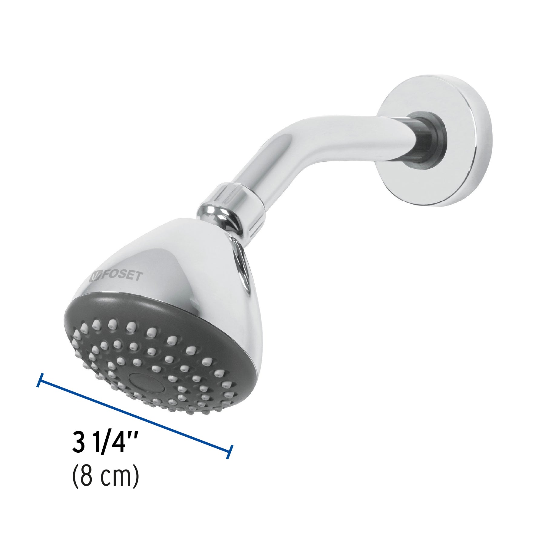 Regadera redonda 3-1/4", ABS,c/brazo y chapetón, cromo, AERO