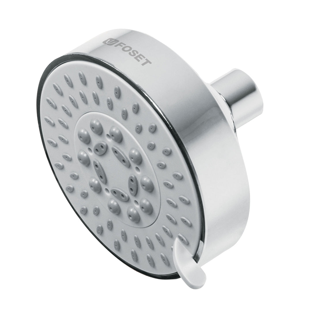 Regadera cromo 4"con 5 funciones, sin brazo, FOSET ELEMENT