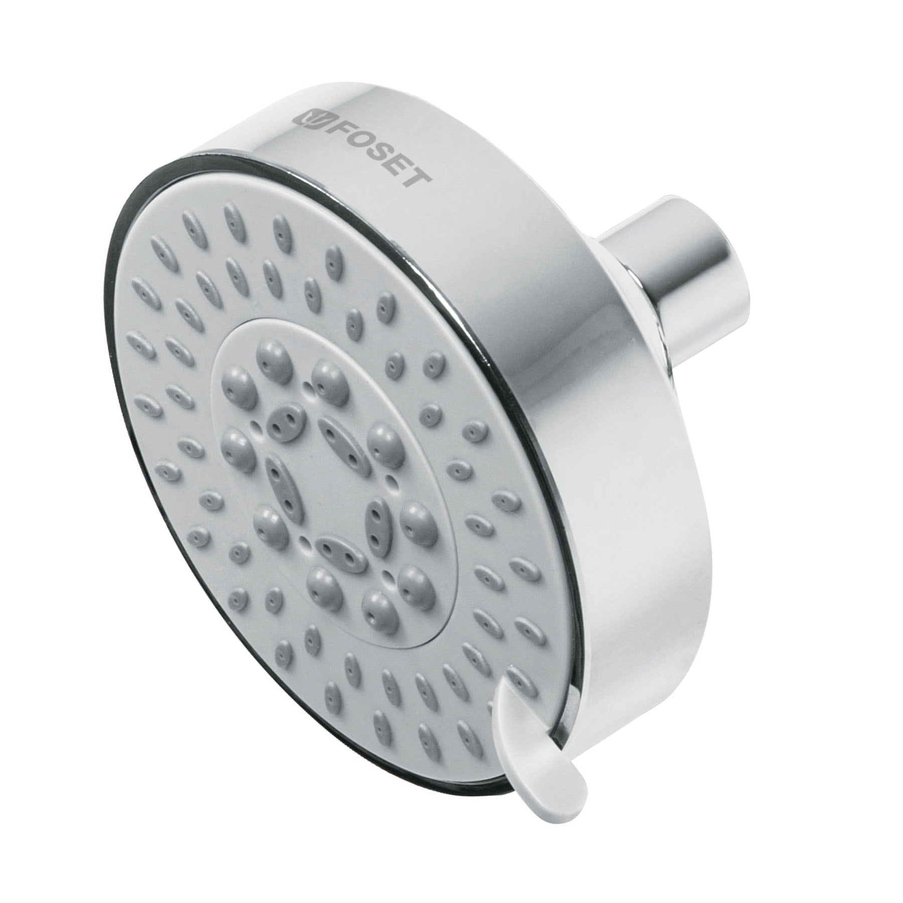 Regadera cromo 4"con 5 funciones, sin brazo, FOSET ELEMENT