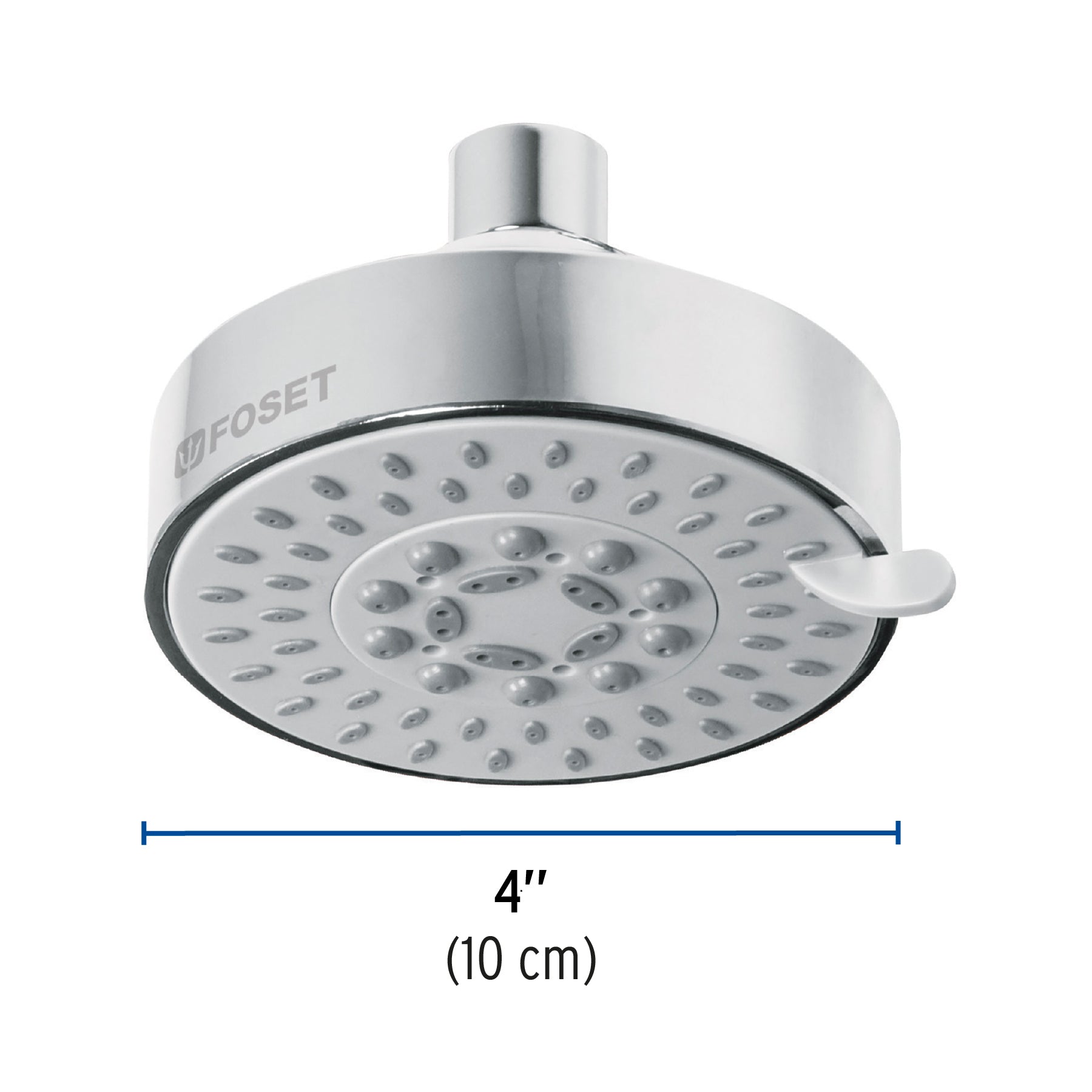 Regadera cromo 4"con 5 funciones, sin brazo, FOSET ELEMENT