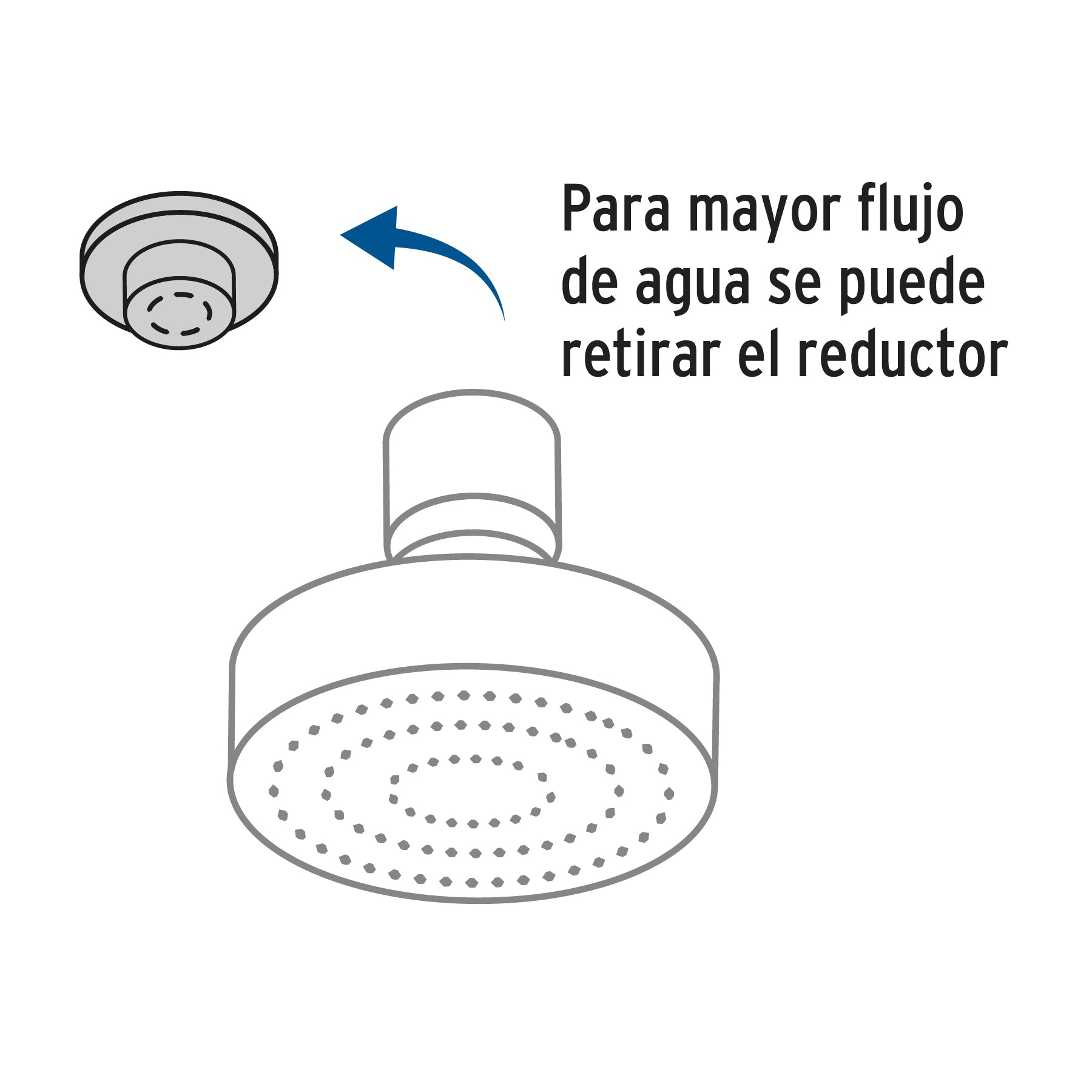 Regadera cromo 4" plato redondo, sin brazo, FOSET ELEMENT